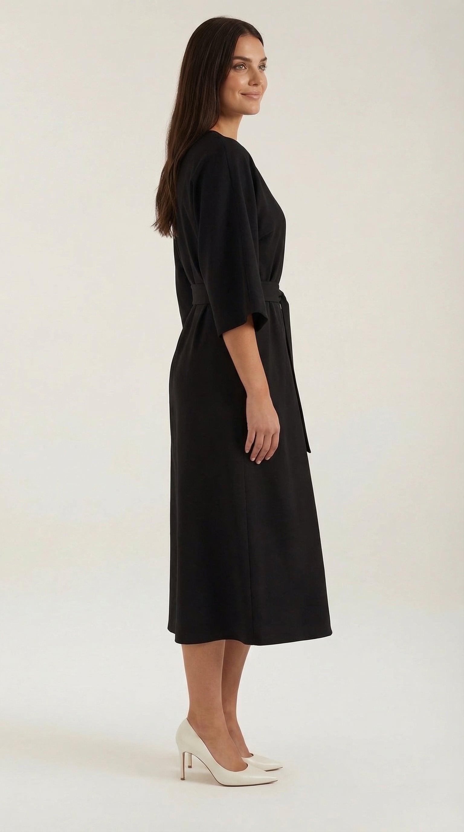 Damen Ballonärmel Midikleid | Taillengürtel Lifestyle