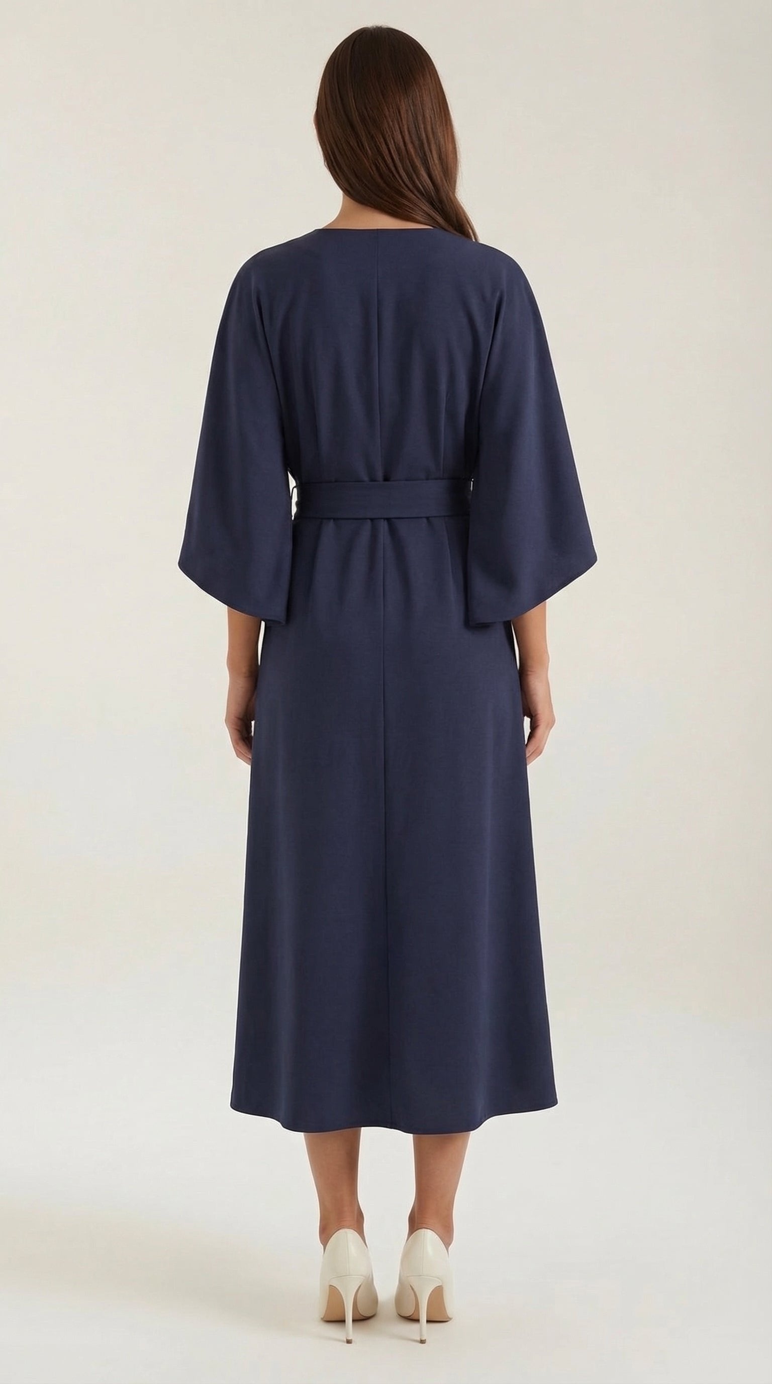 Damen Ballonärmel Midikleid | Taillengürtel View 14