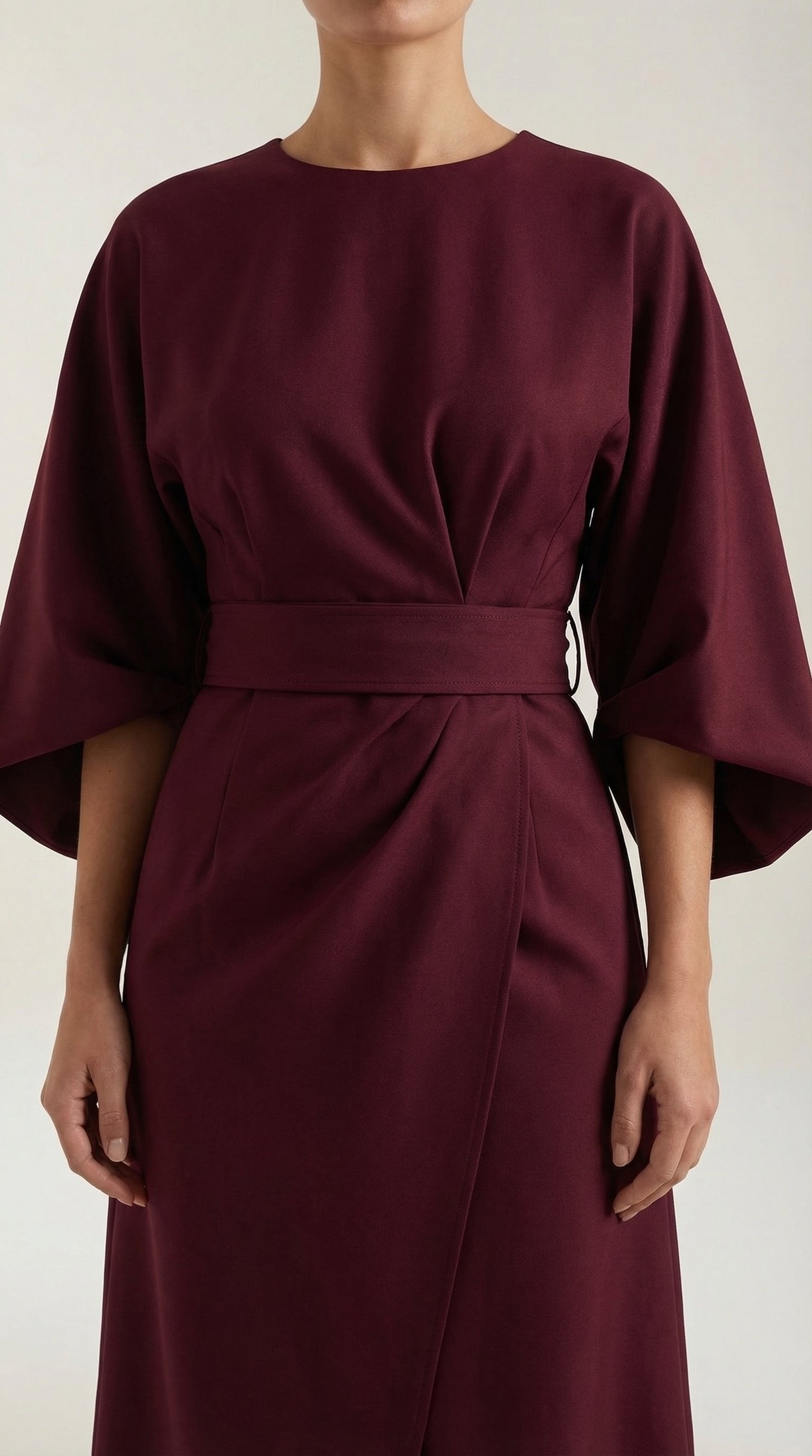 Damen Ballonärmel Midikleid | Taillengürtel View 23