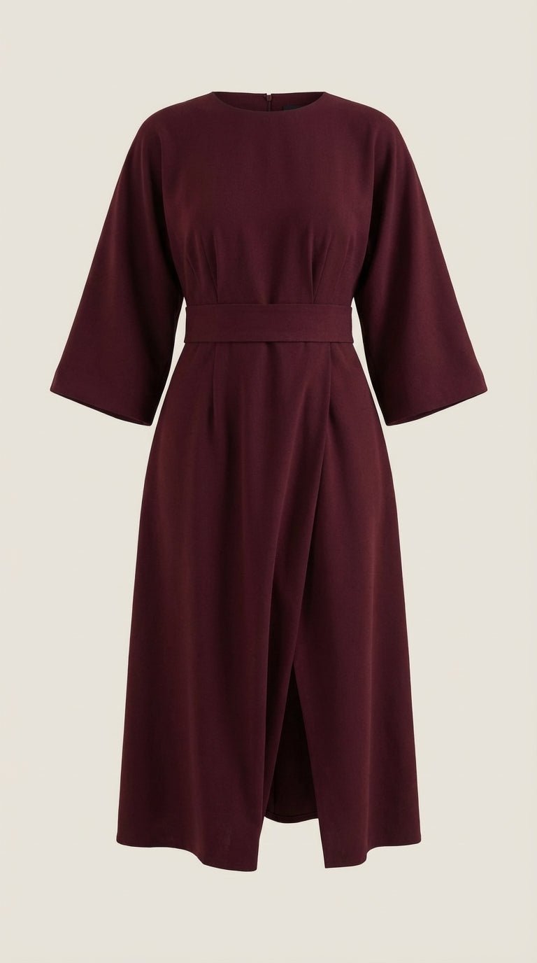 Damen Ballonärmel Midikleid | Taillengürtel View 25