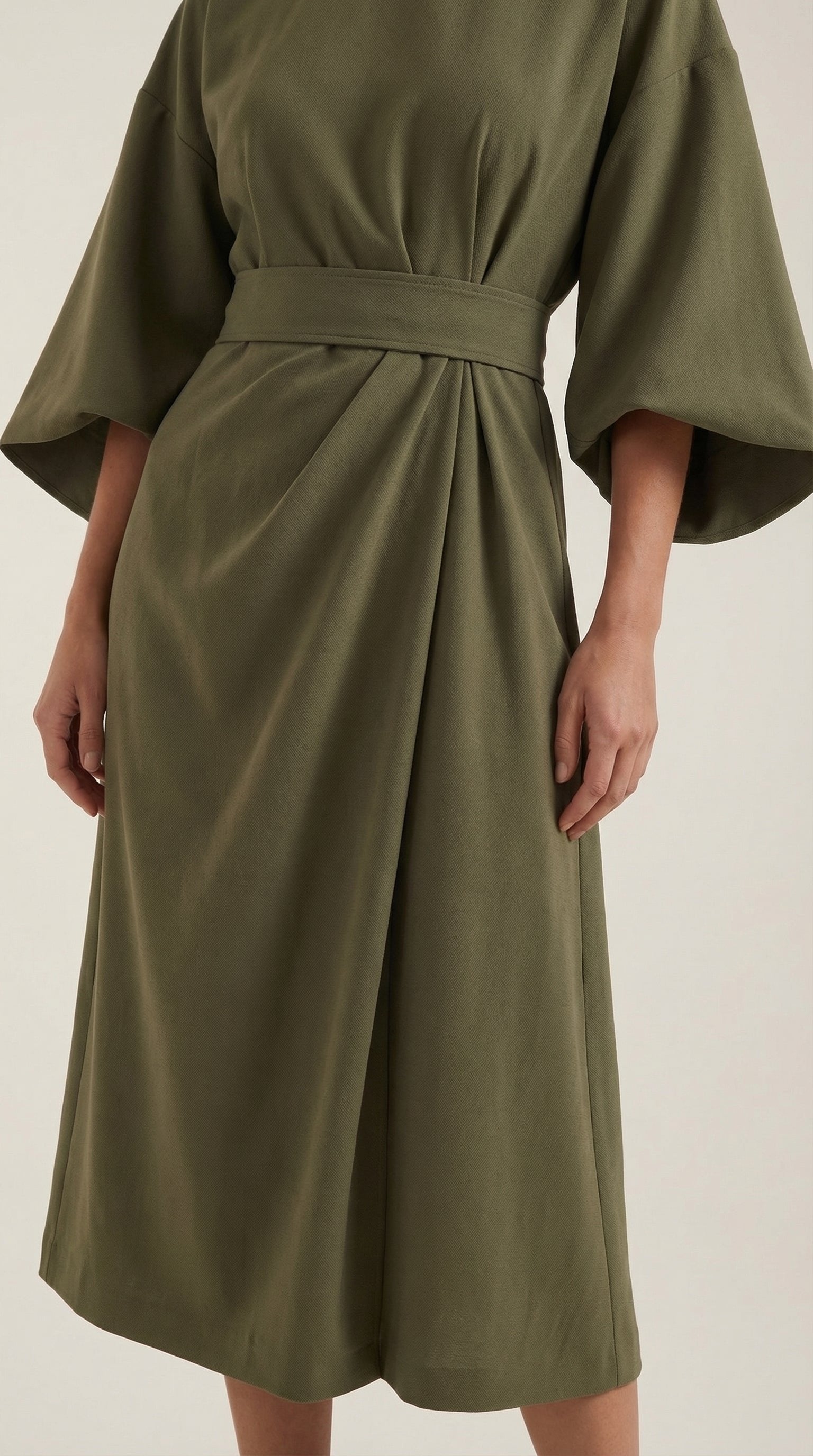 Damen Ballonärmel Midikleid | Taillengürtel View 33