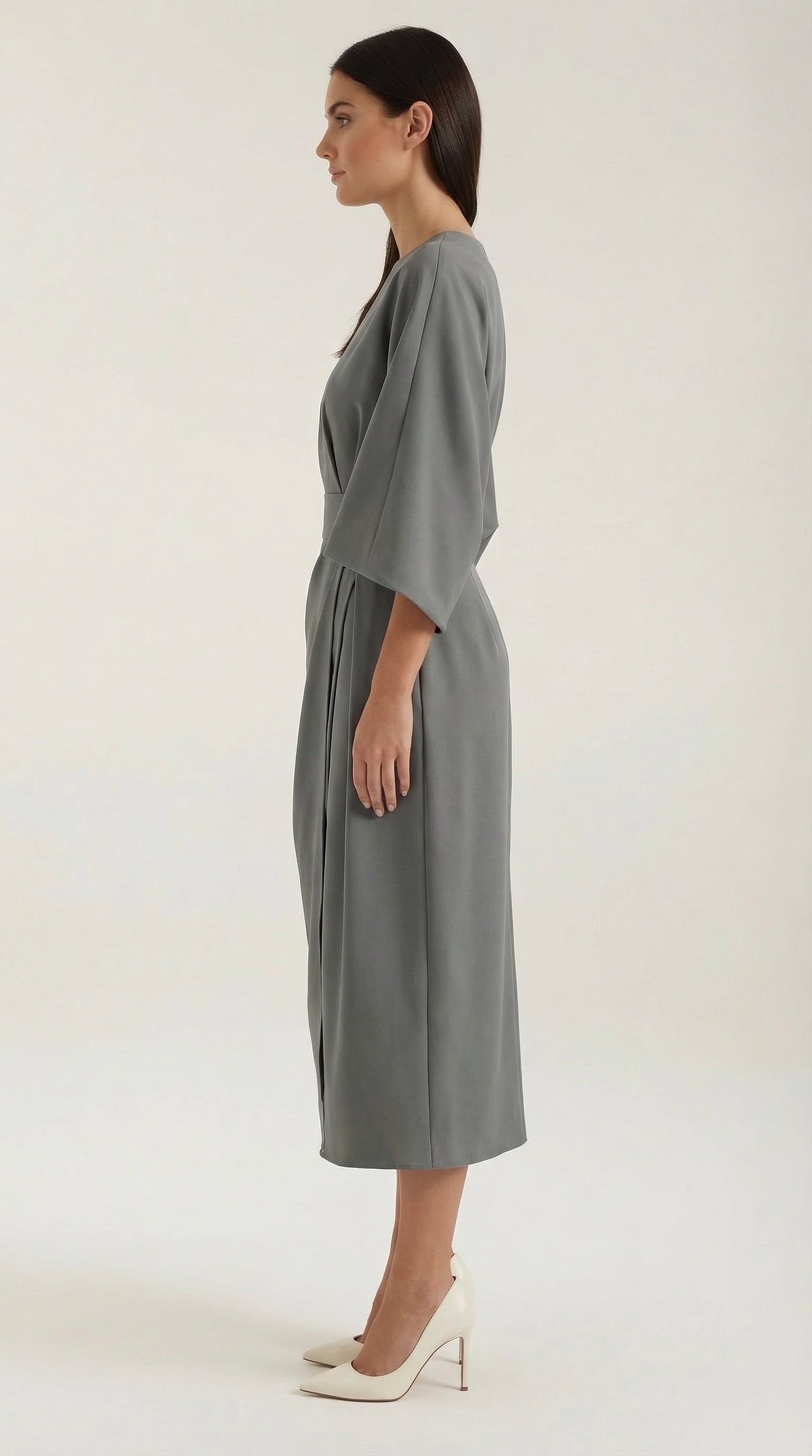 Damen Ballonärmel Midikleid | Taillengürtel View 37