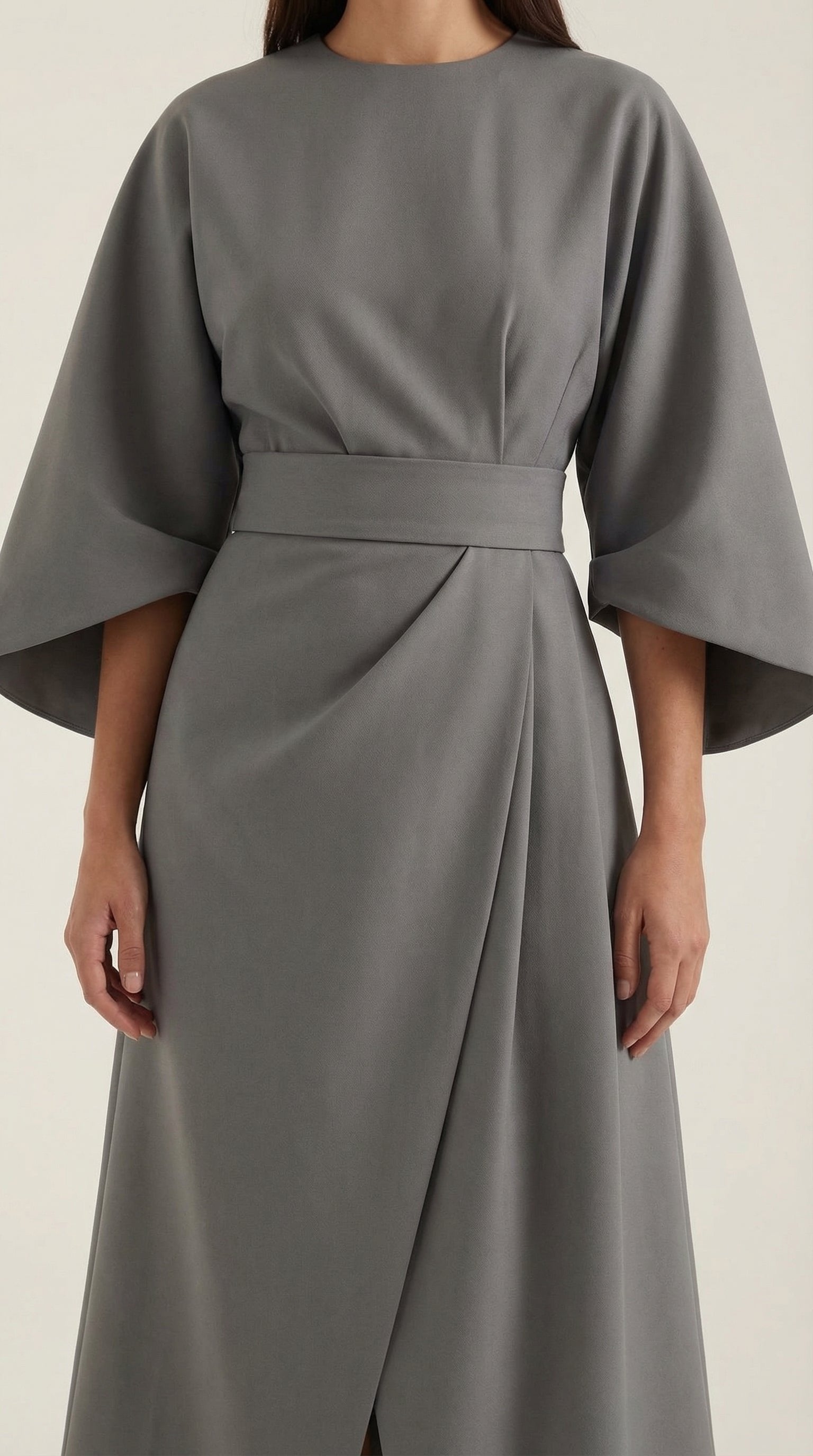 Damen Ballonärmel Midikleid | Taillengürtel View 38