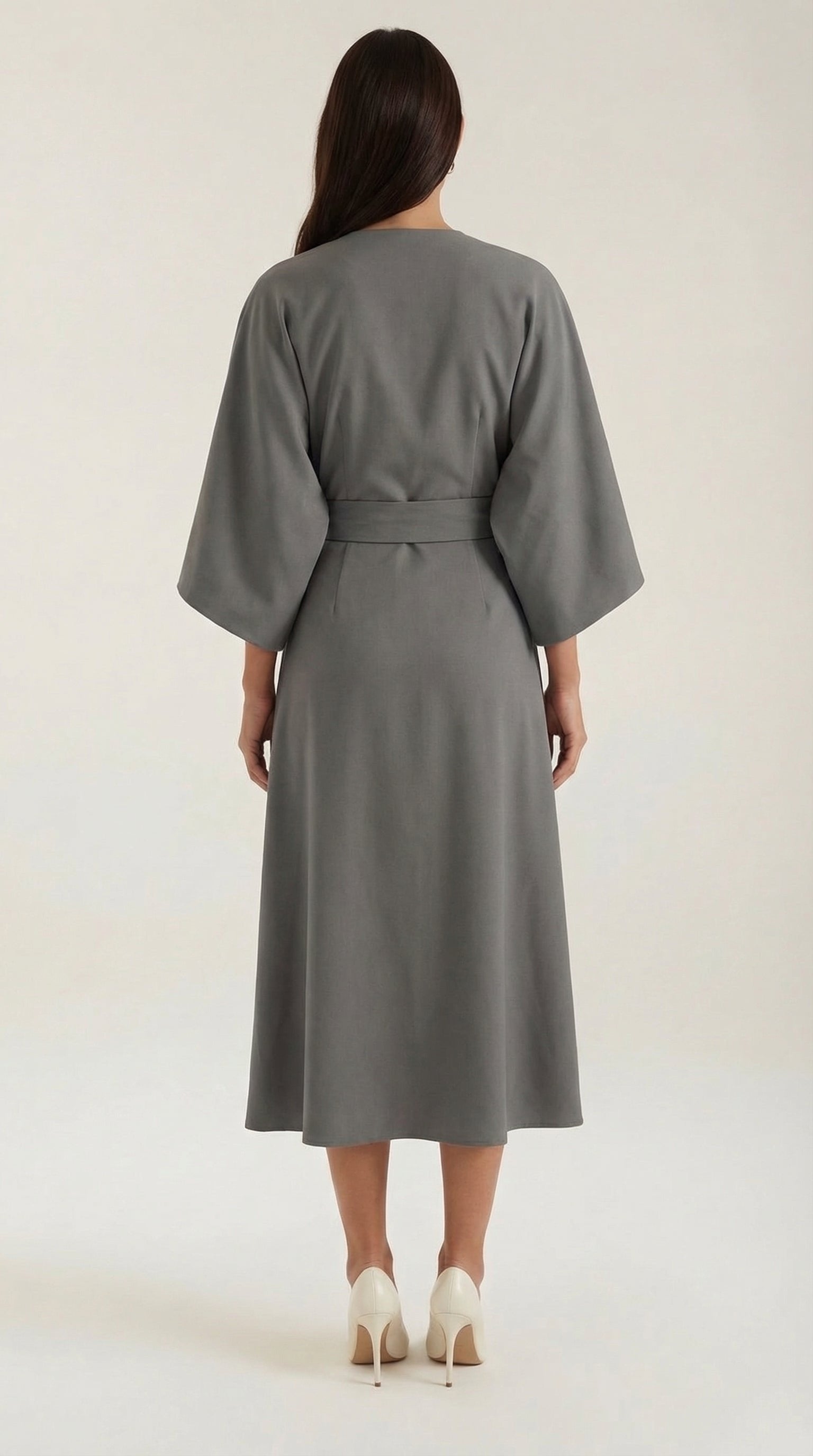 Damen Ballonärmel Midikleid | Taillengürtel View 39