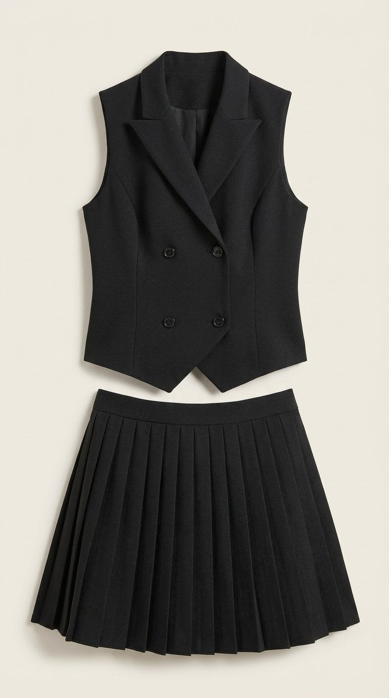 Damen Blazer-Rock-Set Plissee | Zweiteiler Alternate