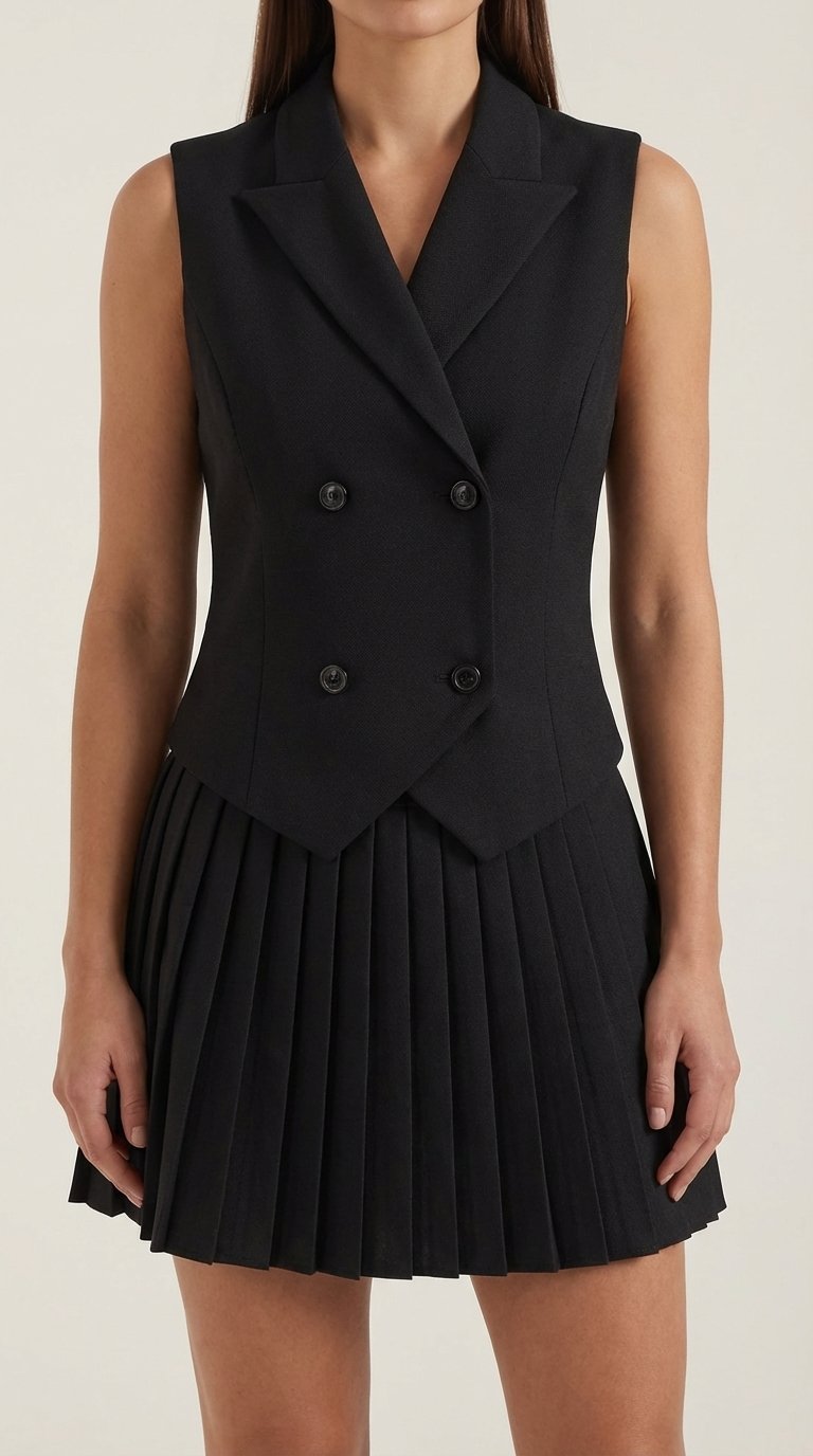 Damen Blazer-Rock-Set Plissee | Zweiteiler Angle