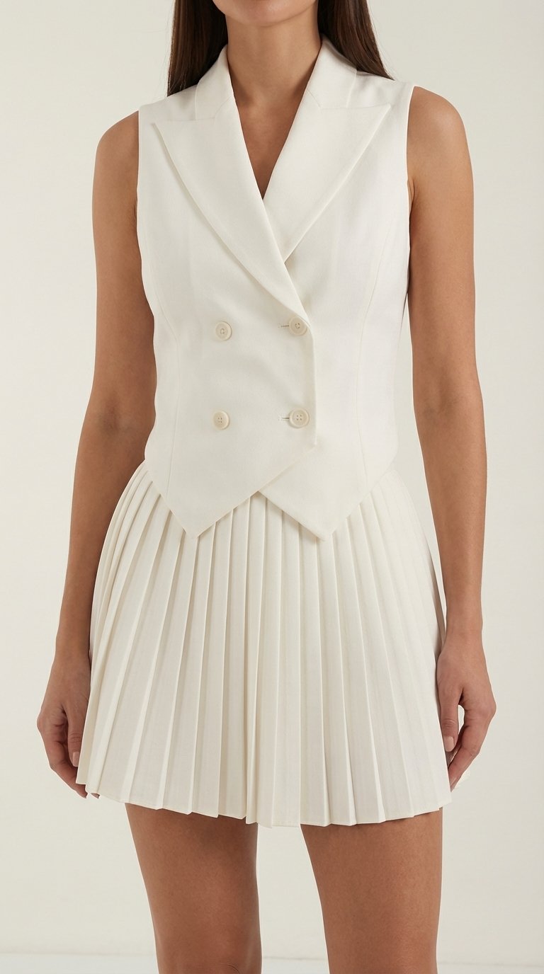 Damen Blazer-Rock-Set Plissee | Zweiteiler Detail