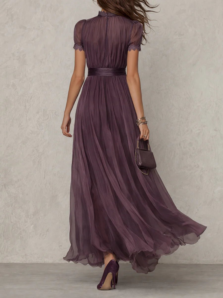 Damen Chiffon-Maxikleid Schlüsselloch-Ausschnitt | Elegant Detail