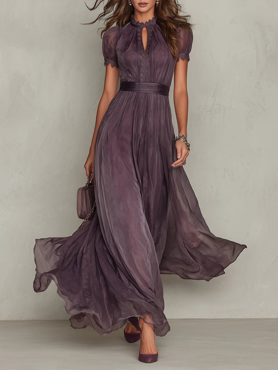 Damen Chiffon-Maxikleid Schlüsselloch-Ausschnitt | Elegant Hero