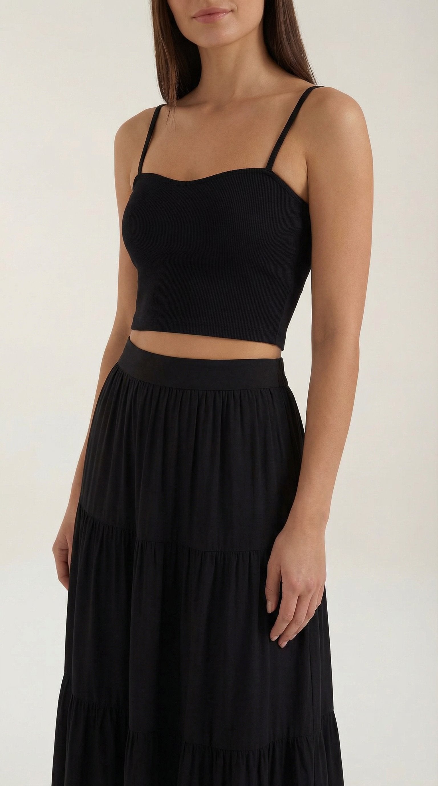 Damen Crop-Top Rüschen | Herzausschnitt Angle