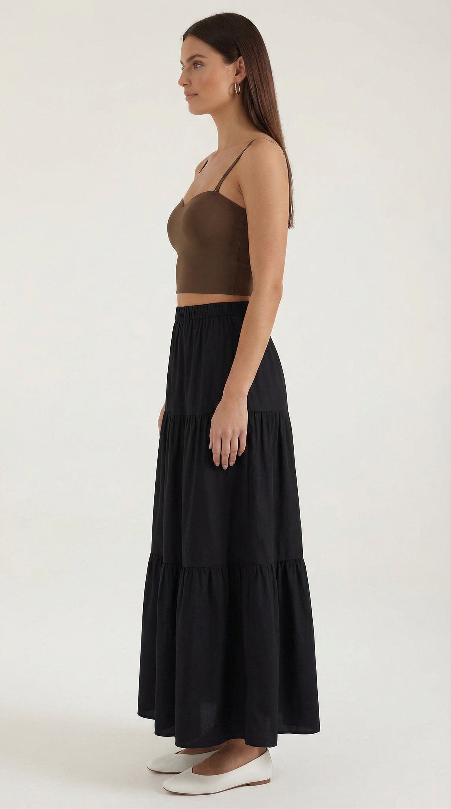 Damen Crop-Top Rüschen | Herzausschnitt Front