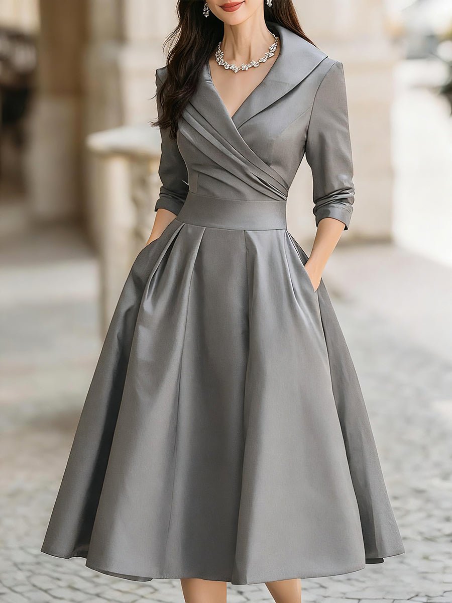 Damen Eleganzkleid breite Revers | Festlich Full