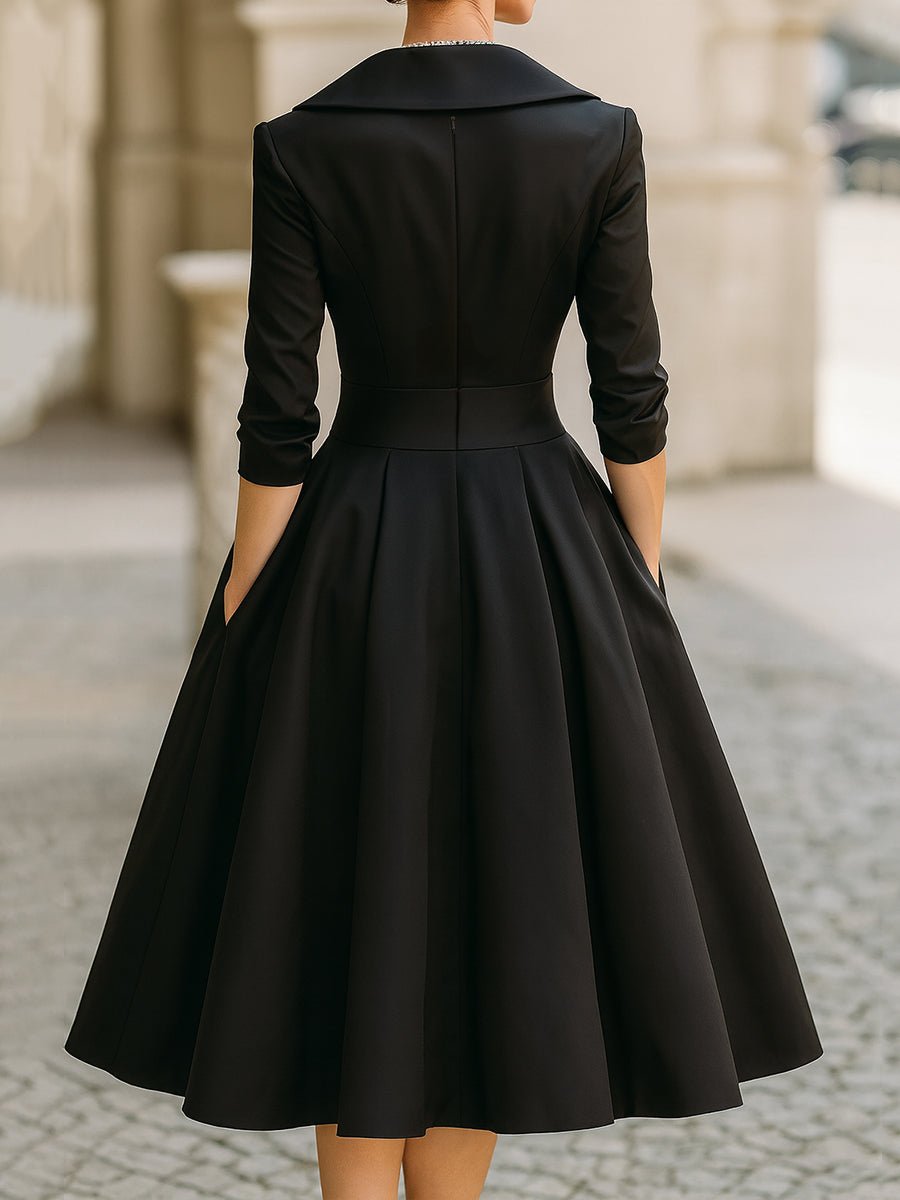 Damen Eleganzkleid breite Revers | Festlich Side