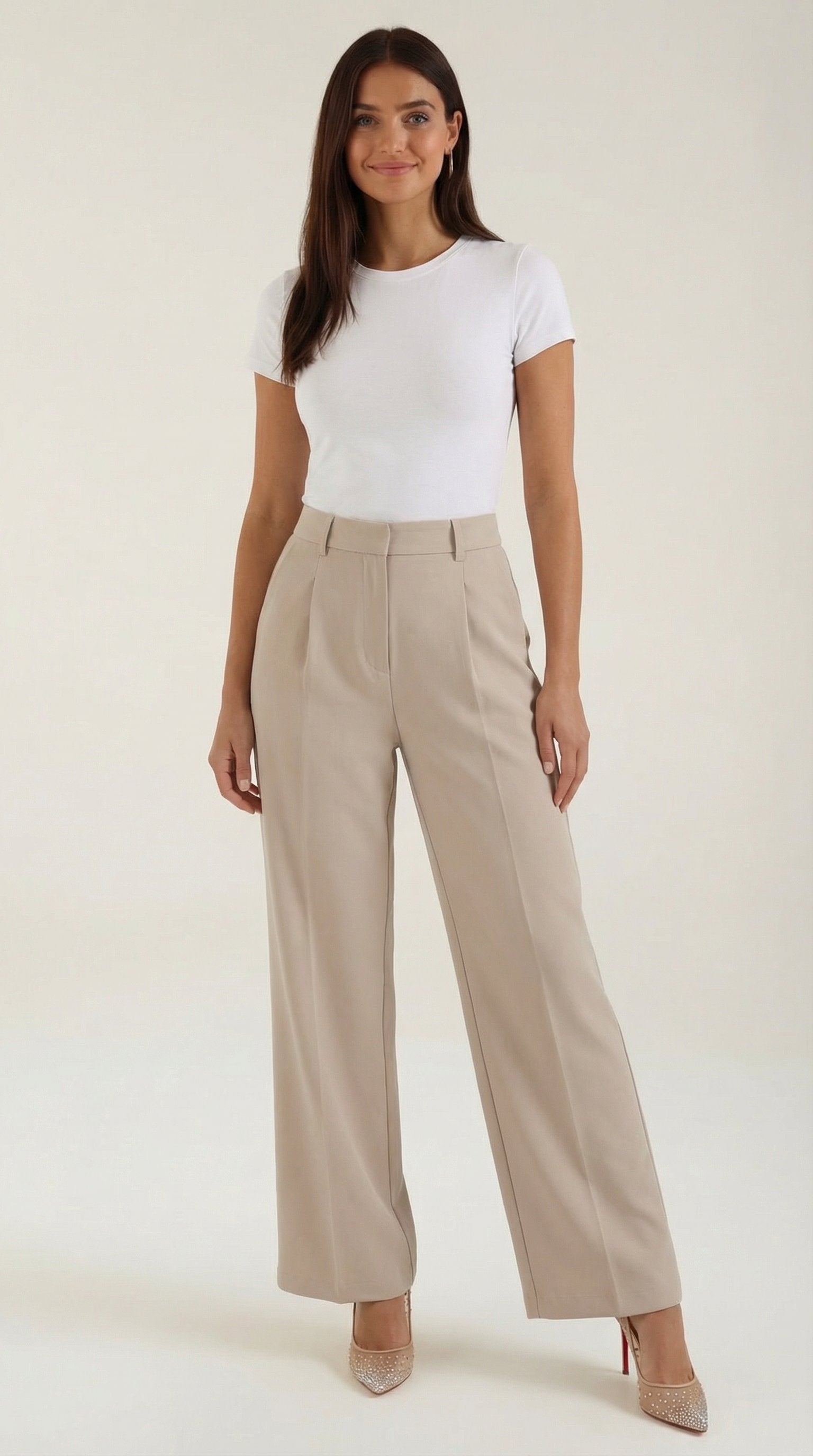 Damen Hose weites Bein | Hohe Taille Close Up