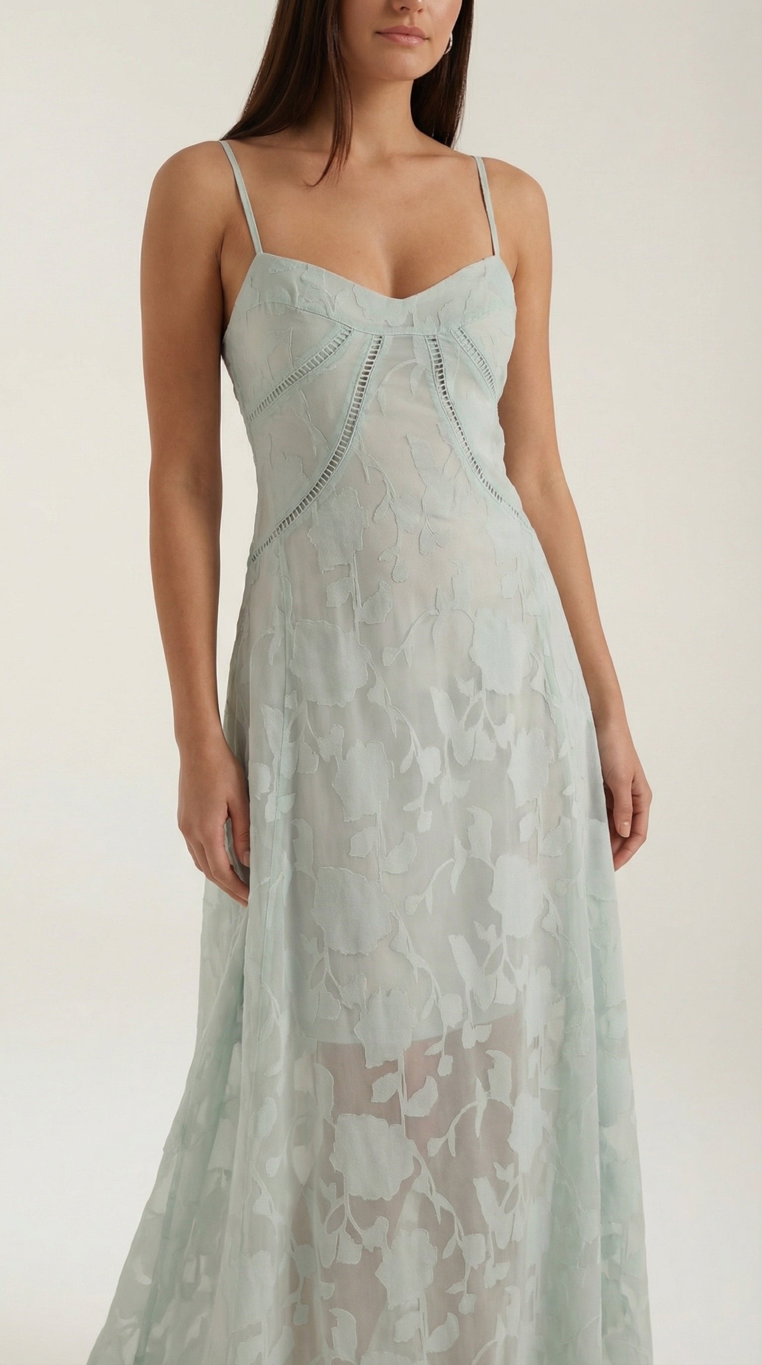 Damen Jacquard Maxikleid | Blumenstickerei View 18