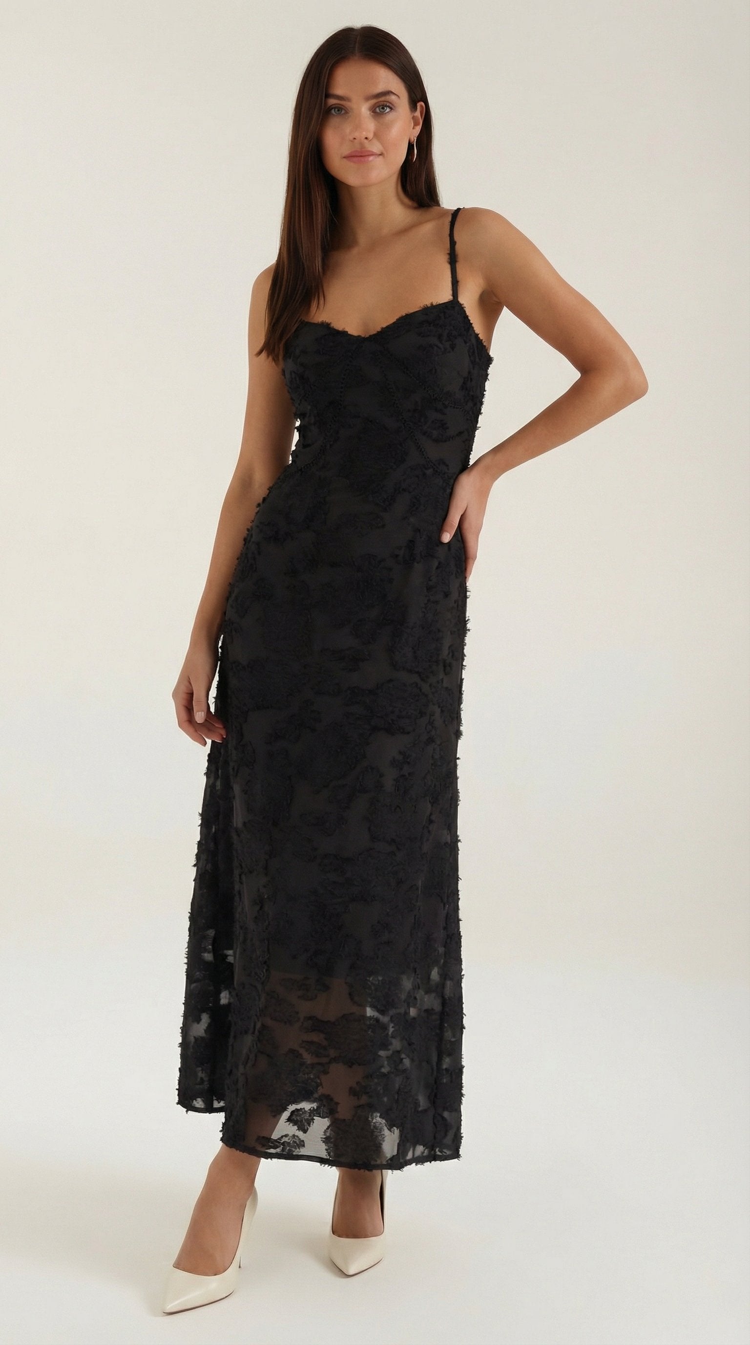 Damen Jacquard Maxikleid | Blumenstickerei View 21