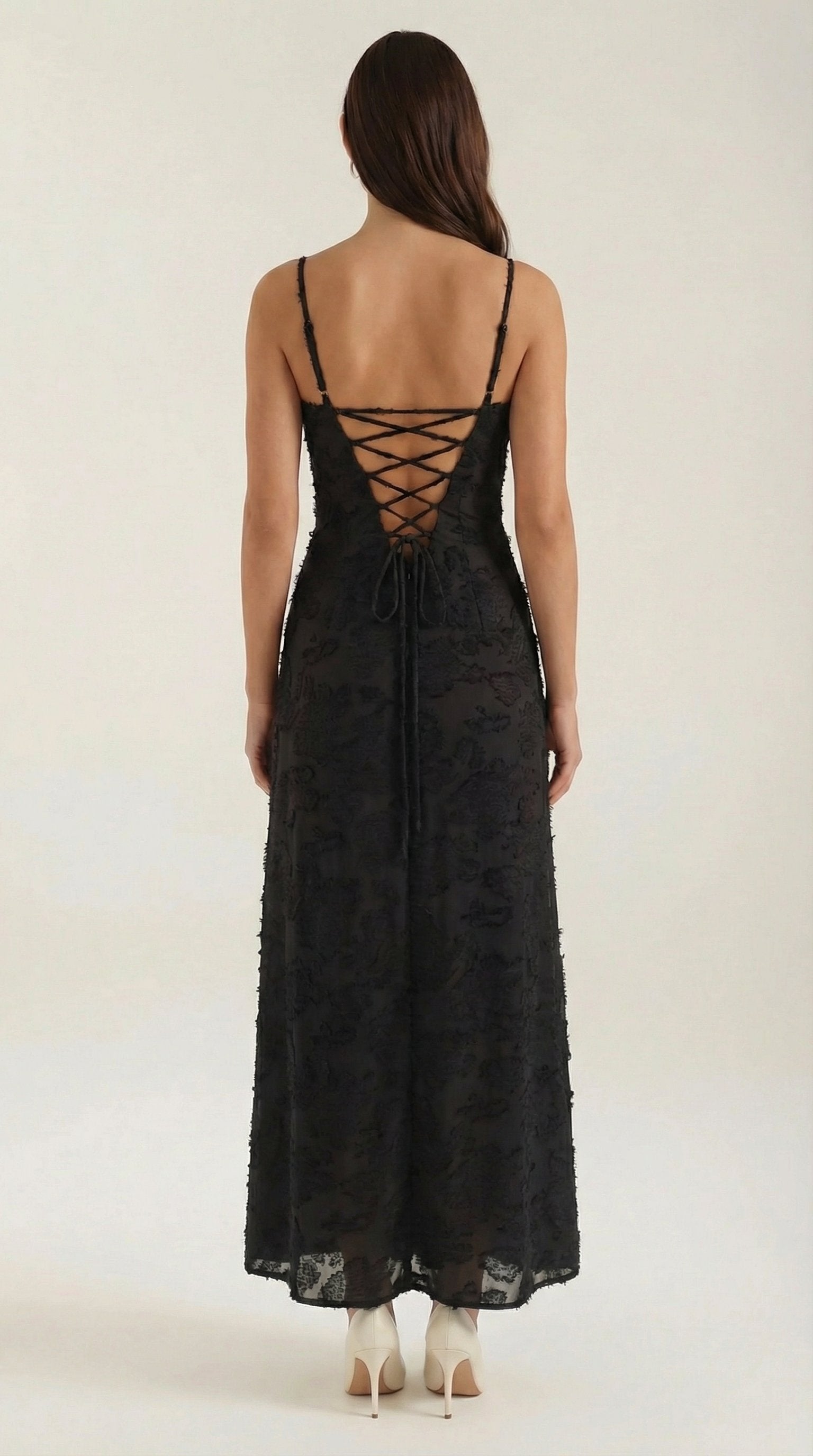 Damen Jacquard Maxikleid | Blumenstickerei View 24