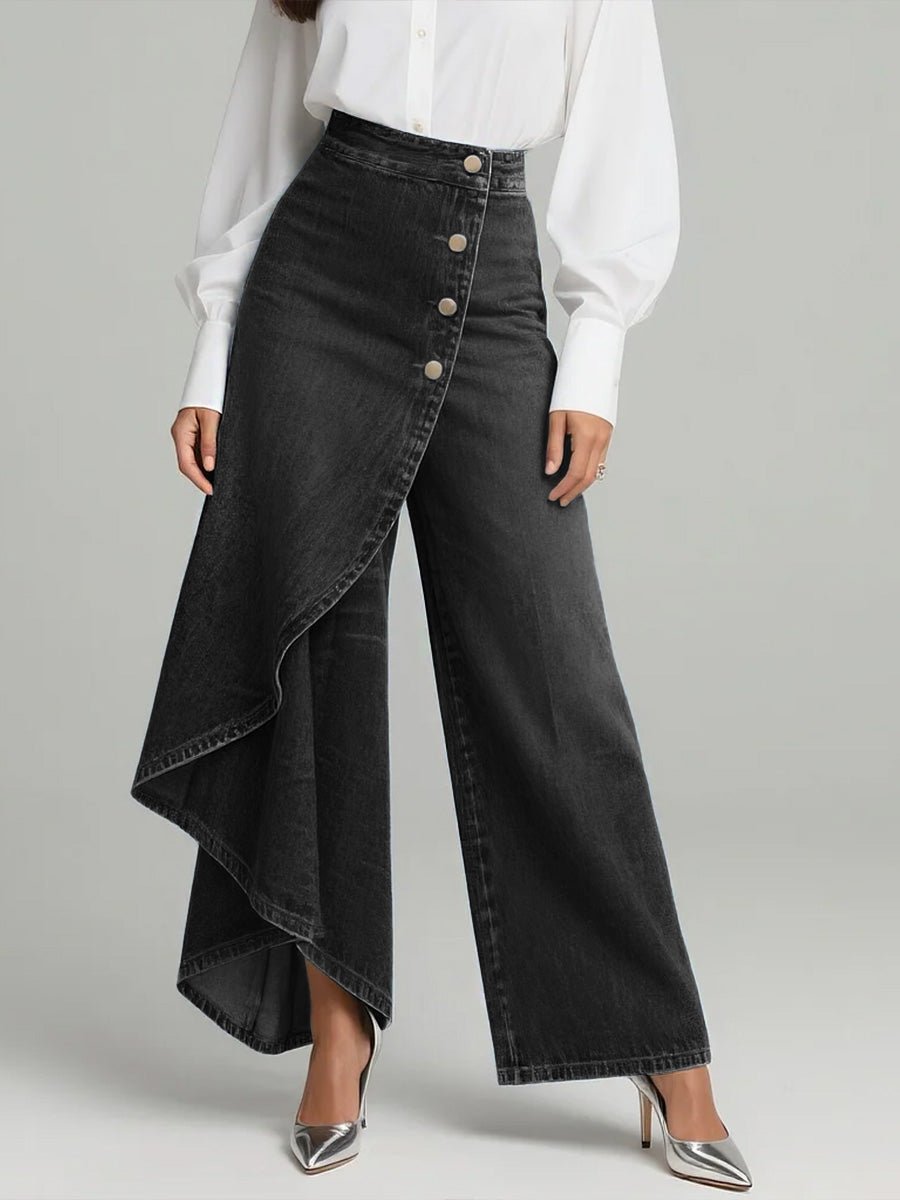 Damen Jeans Wickel-Overlay | Wide-Leg Back