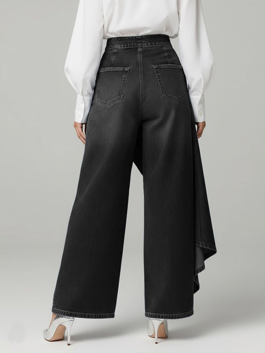 Damen Jeans Wickel-Overlay | Wide-Leg Close Up