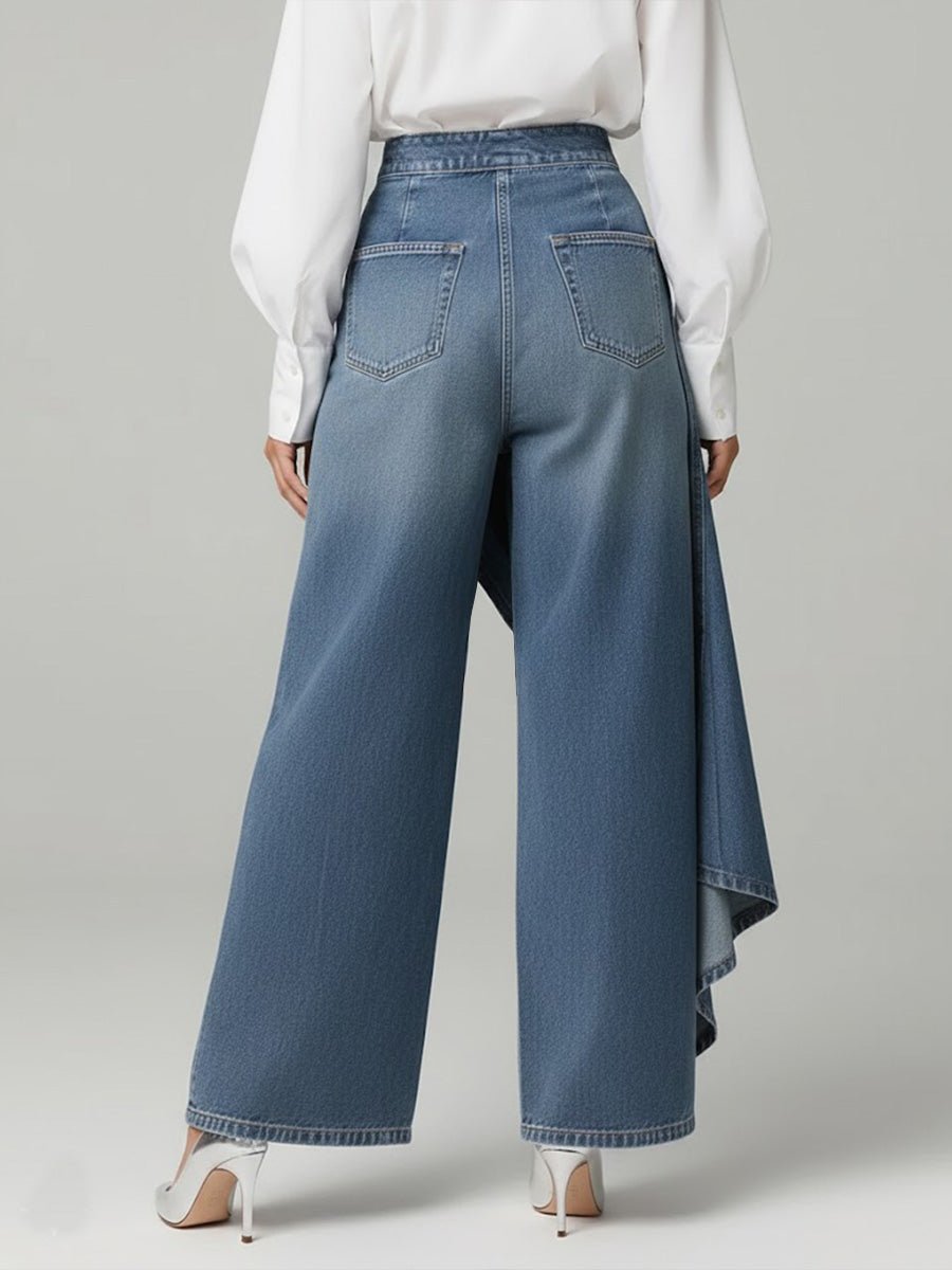 Damen Jeans Wickel-Overlay | Wide-Leg Front