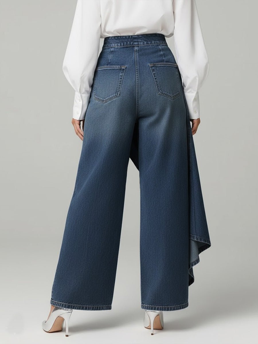 Damen Jeans Wickel-Overlay | Wide-Leg Side