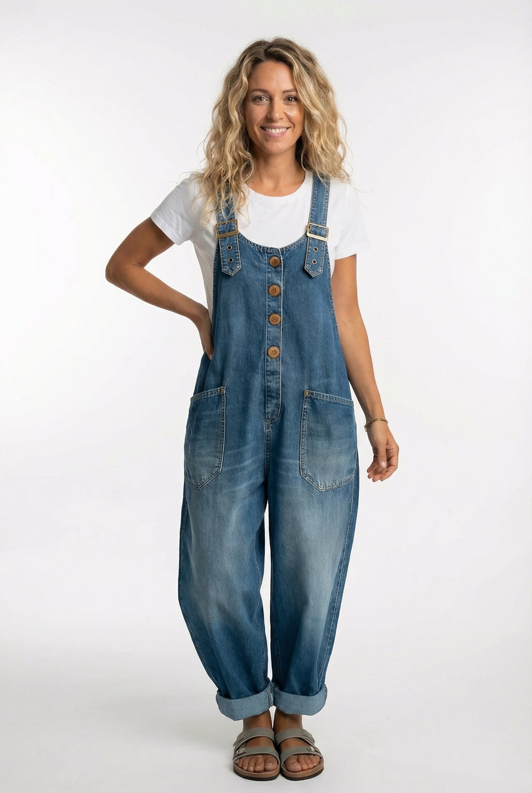 Damen Jeansoverall Knopffront | Verstellbare Träger Hero