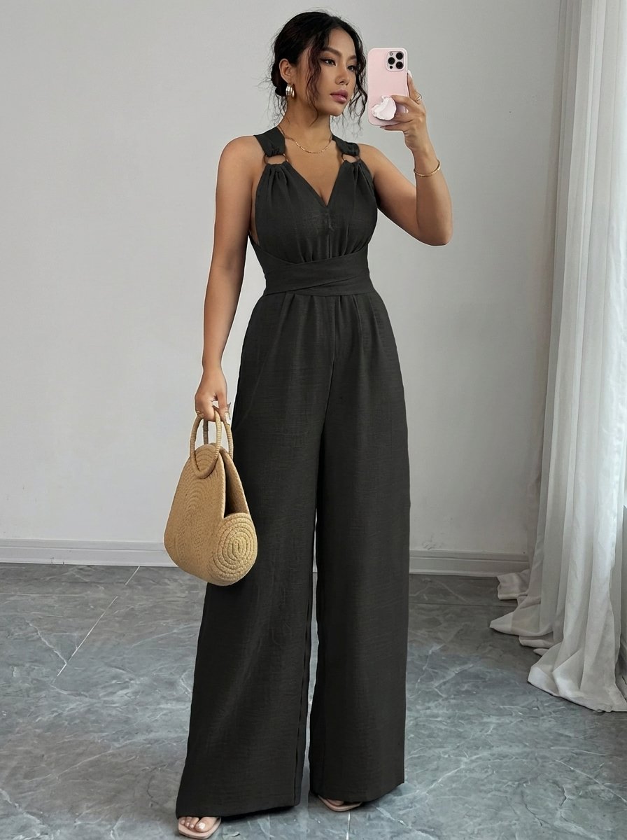 Damen Jumpsuit-Set Ringträger | Zweiteiler Detail