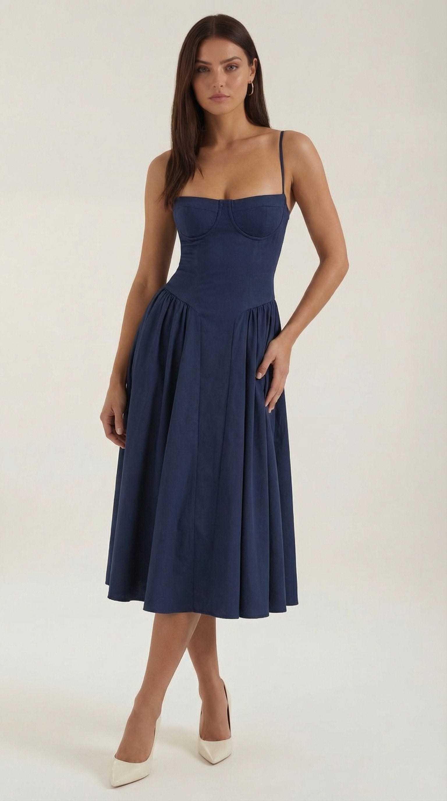 Damen Korsett Midikleid | Trägerkleid Close Up
