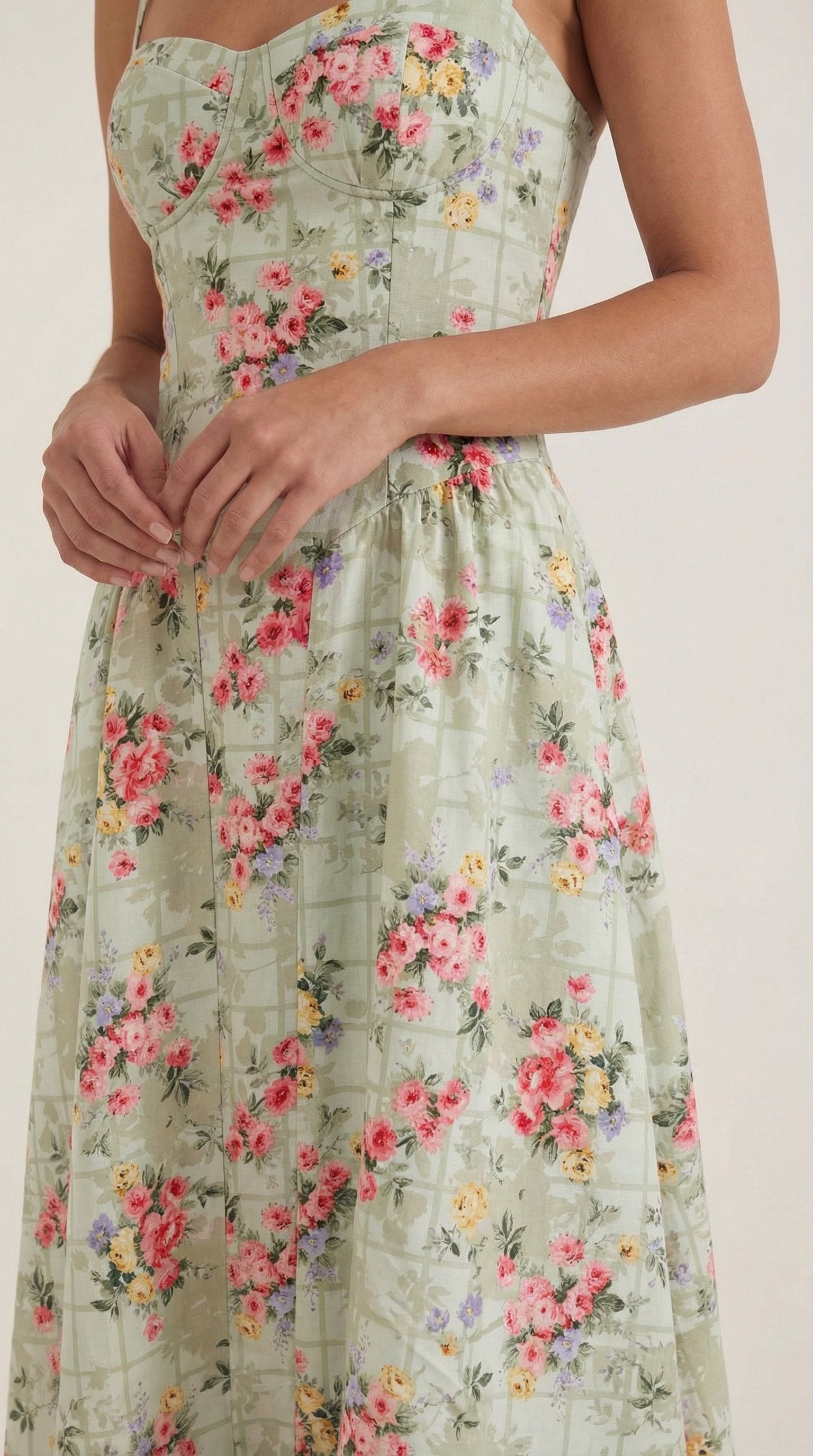 Damen Korsett Midikleid | Trägerkleid Detail
