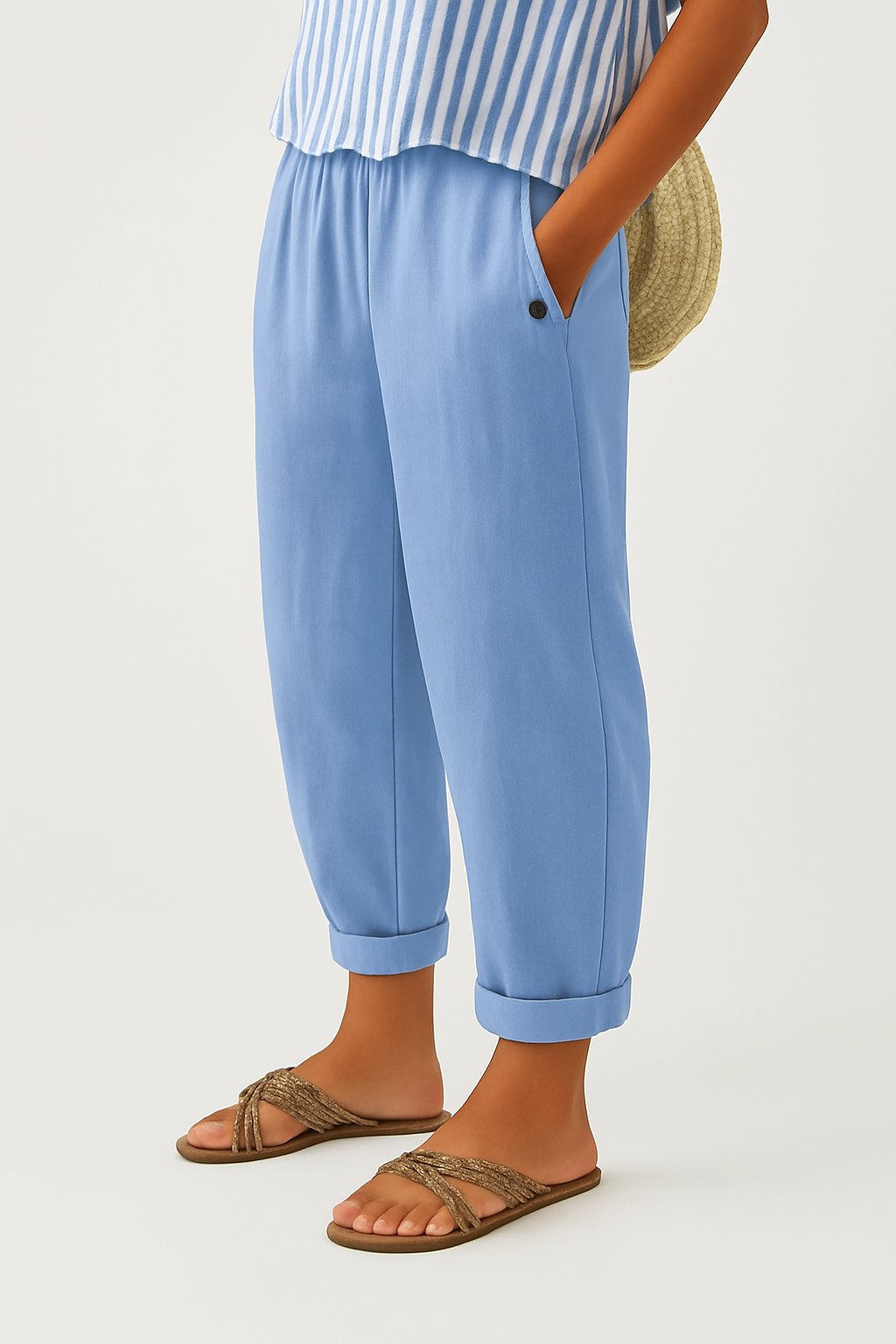 Damen Leinenhose Gekrempelt | Klassisch Angle