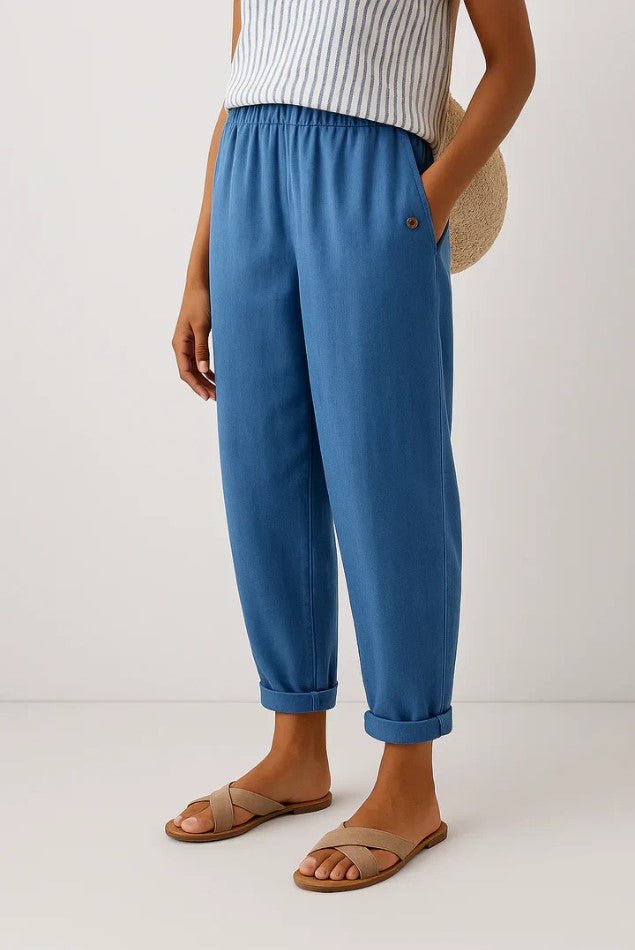 Damen Leinenhose Gekrempelt | Klassisch Detail