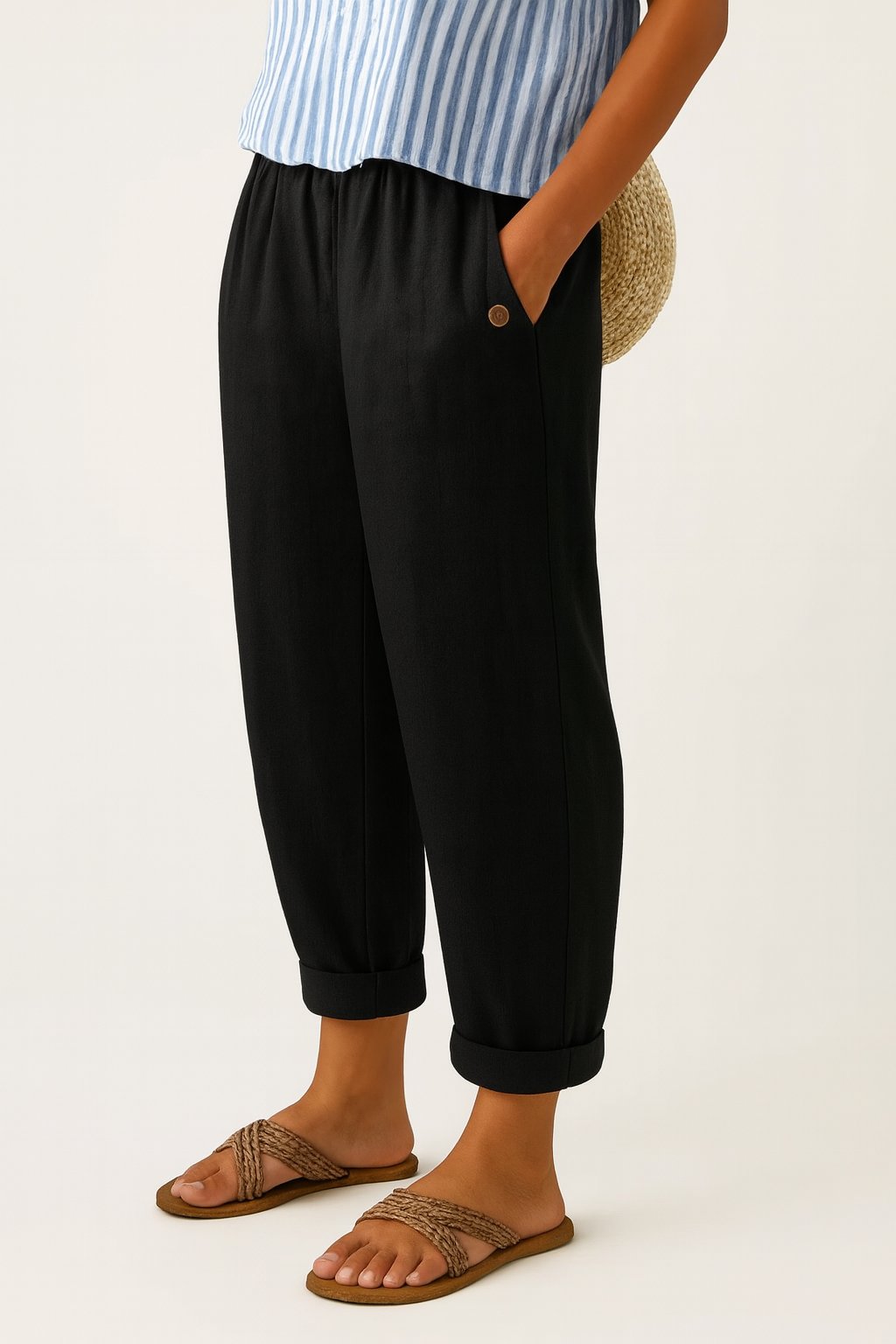 Damen Leinenhose Gekrempelt | Klassisch Lifestyle