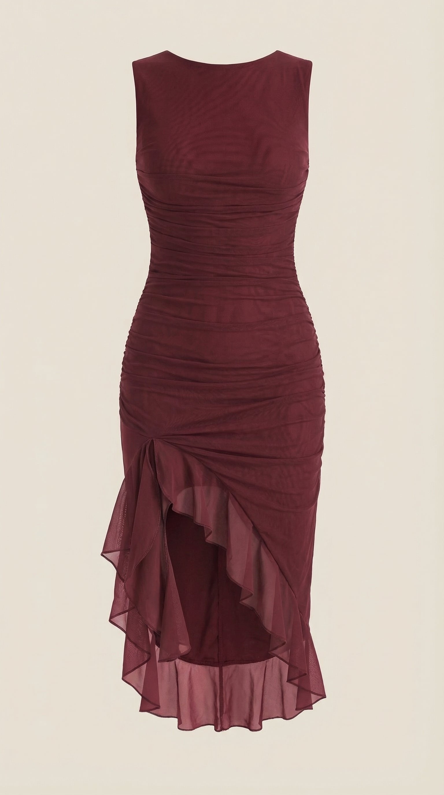 Damen Midikleid Asymmetrischer Saum | Rüschen Back