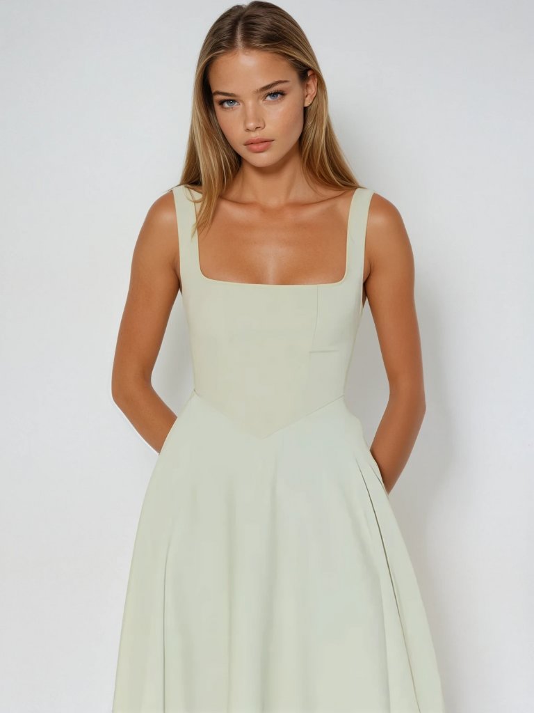 Damen Midikleid Carré-Ausschnitt | Klassisch Front