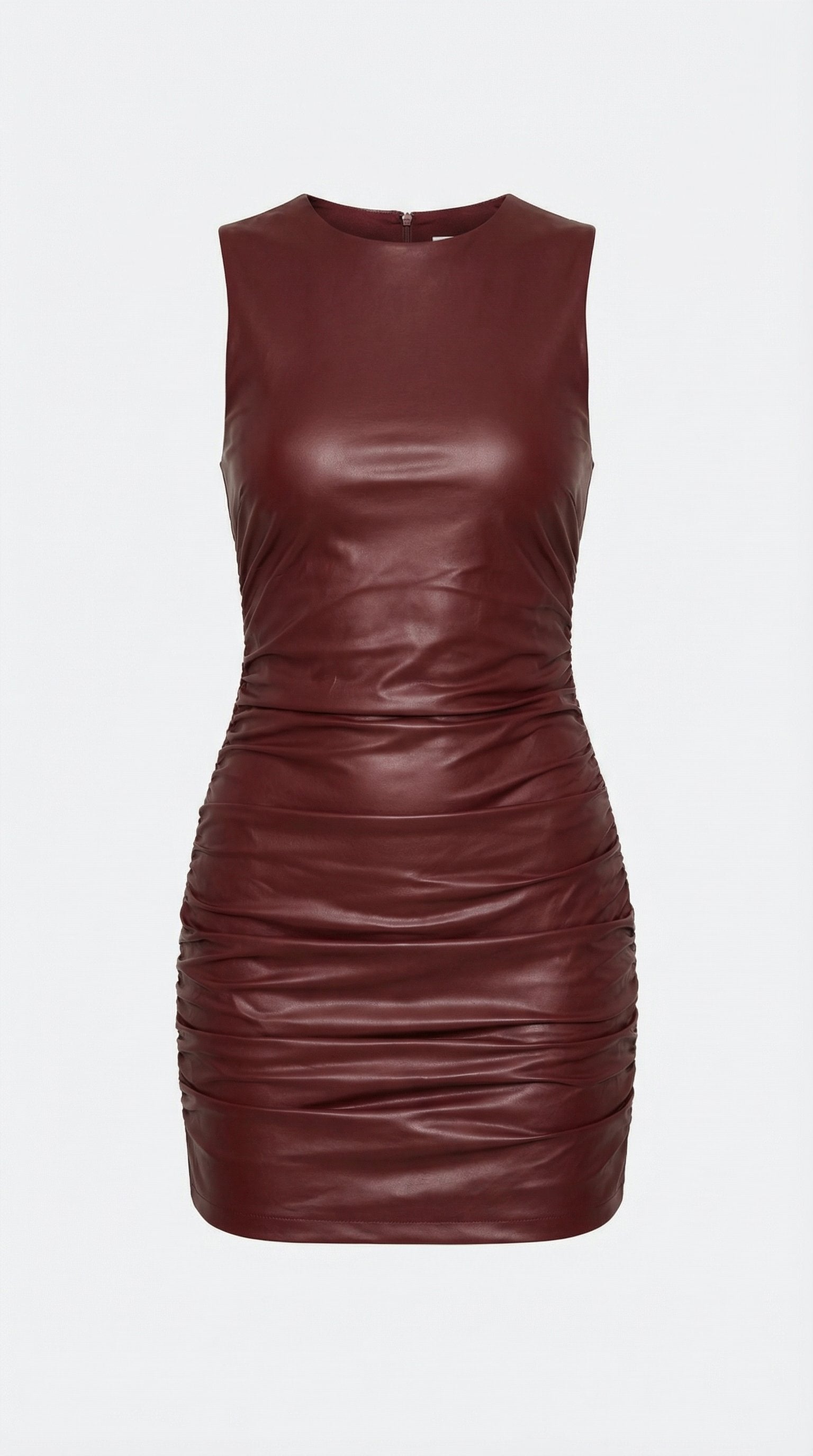 Damen Minikleid Lederoptik | Gerafft Back