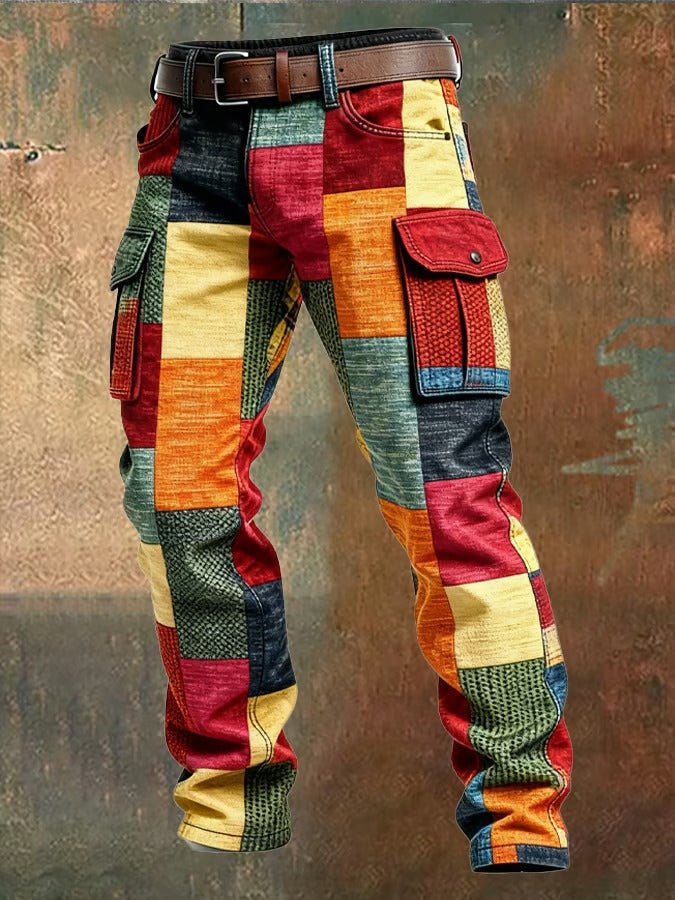 Damen Patchwork Cargohose | Wide-Leg Front