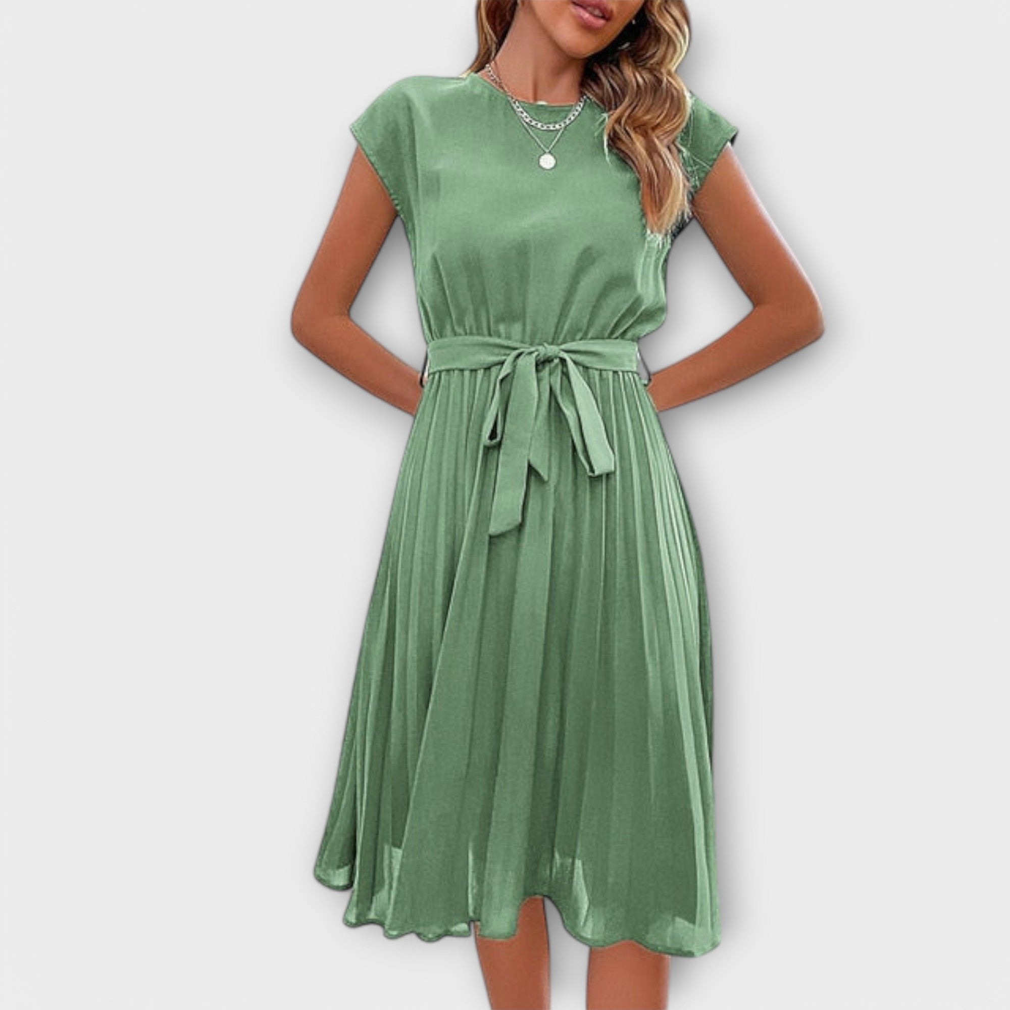 Damen Plisseekleid Bindegürtel | Lässig Lifestyle