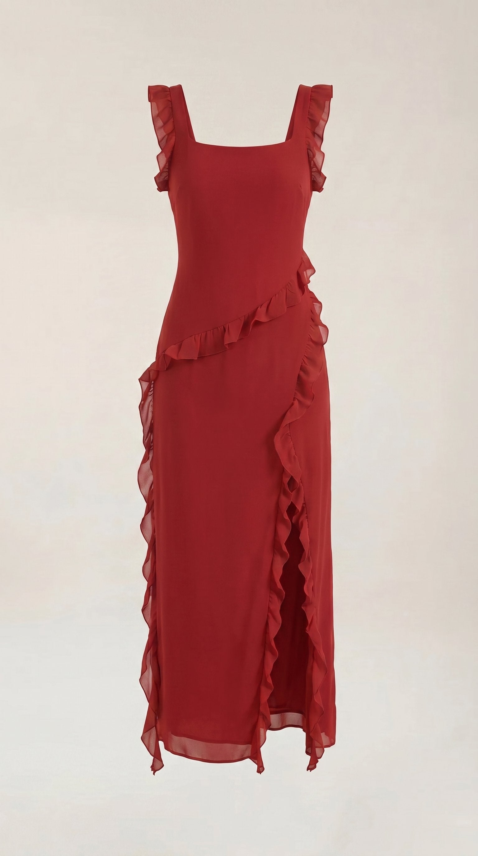 Damen Rüschen Maxikleid | Herzausschnitt View 13