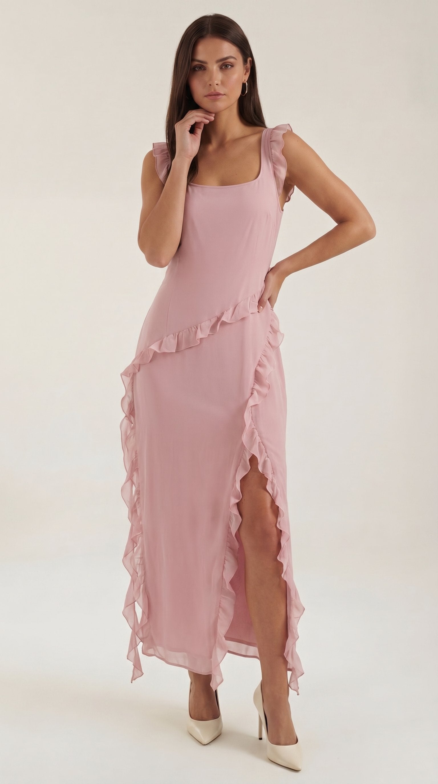 Damen Rüschen Maxikleid | Herzausschnitt View 21