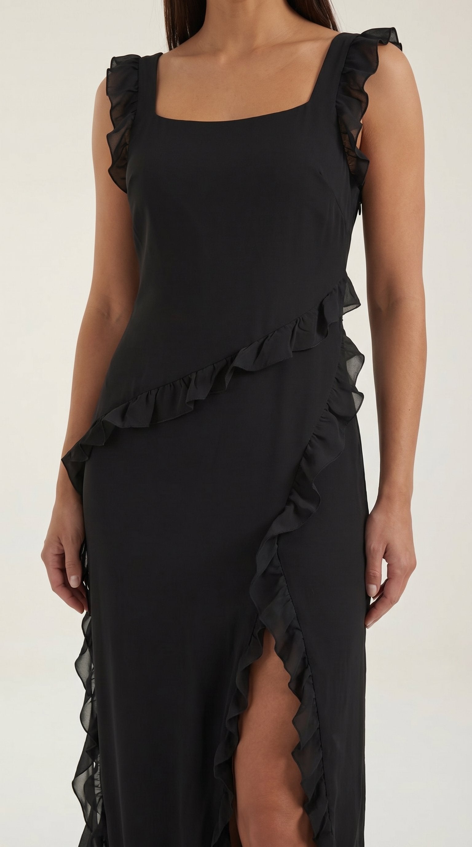 Damen Rüschen Maxikleid | Herzausschnitt View 28
