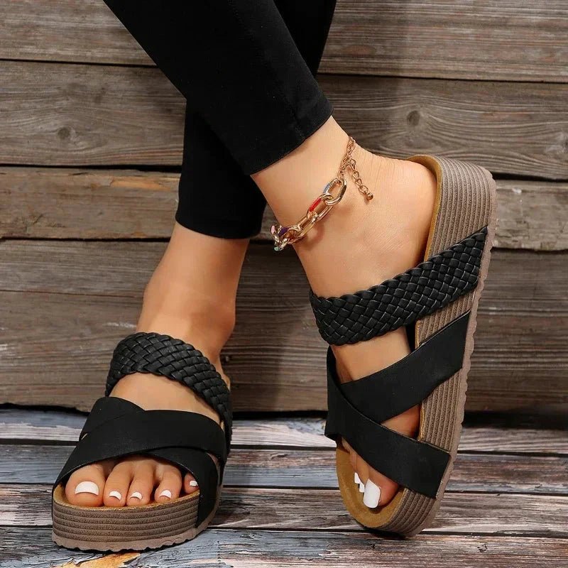 Damen Sandalen Geflochtene Riemen | Orthopädisch Detail