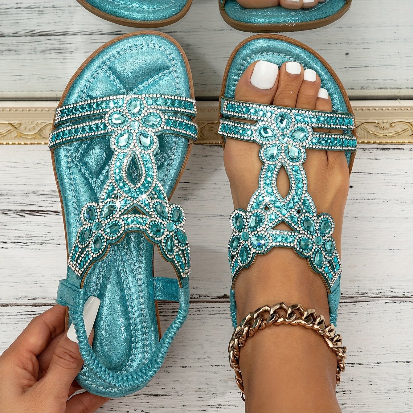 Damen Sandalen Strass-Verzierung | Orthopädisch View 15