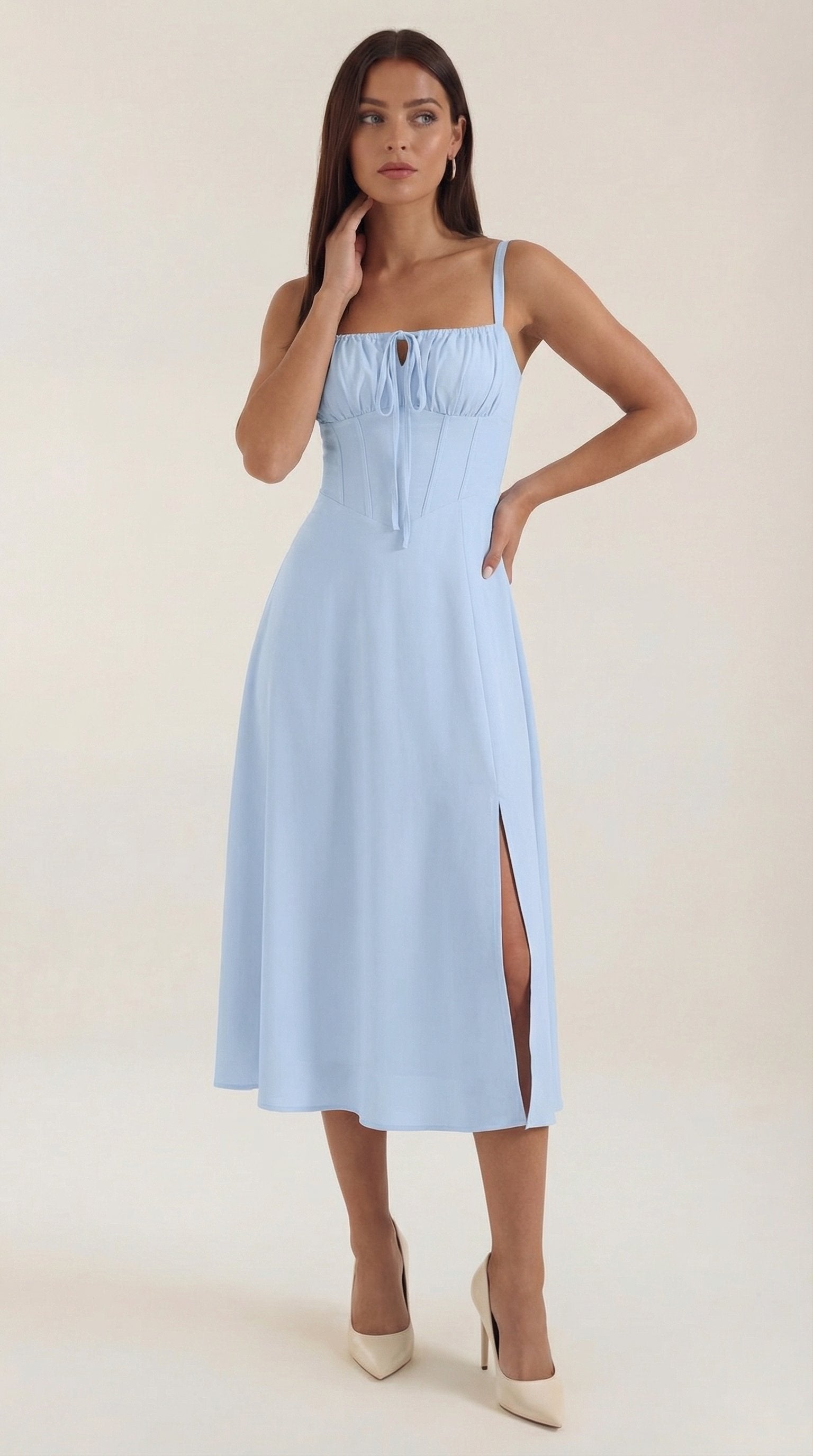 Damen Schnür Midikleid | Ausgestellt Close Up