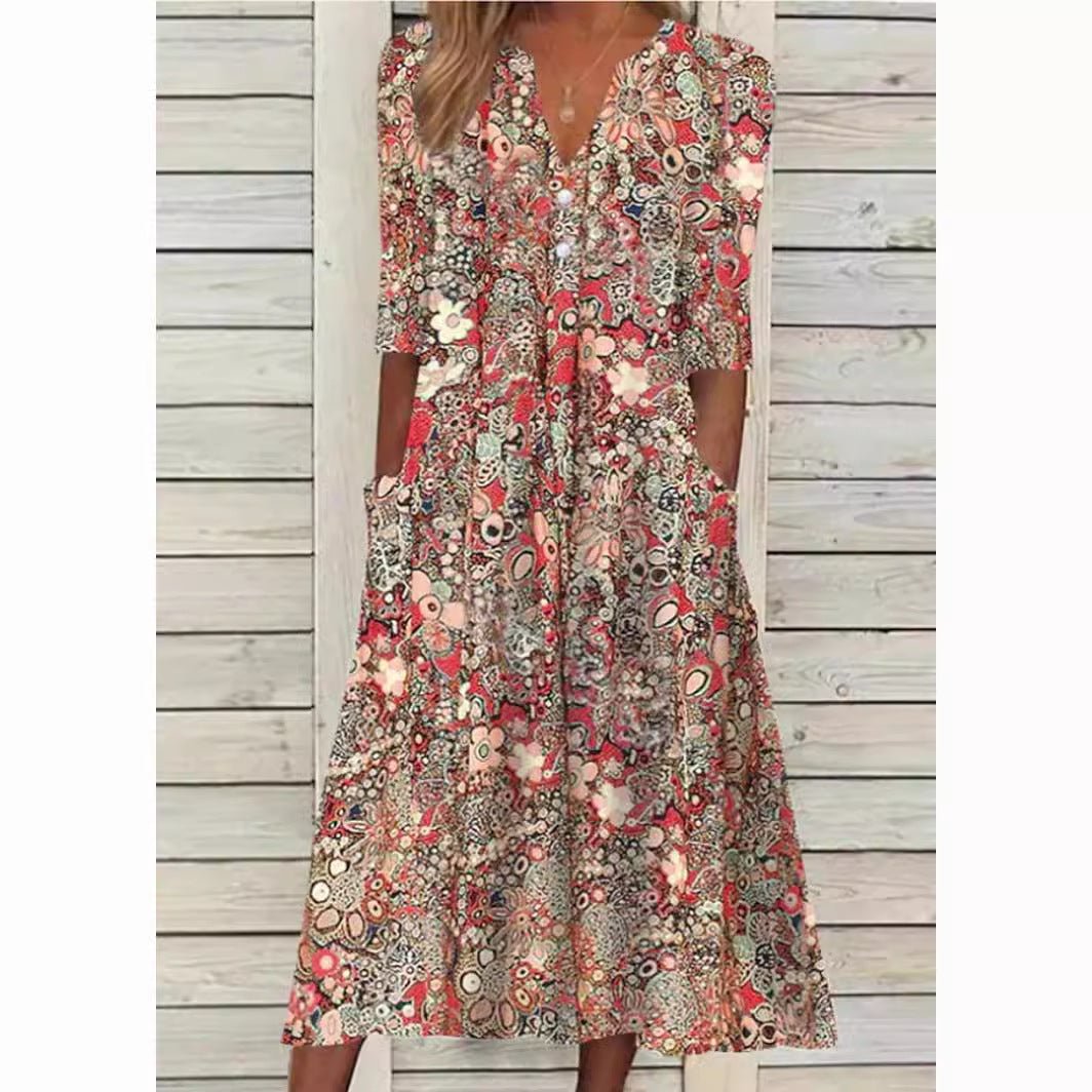 Damen Sommerkleid Blumendruck | V-Ausschnitt Hero
