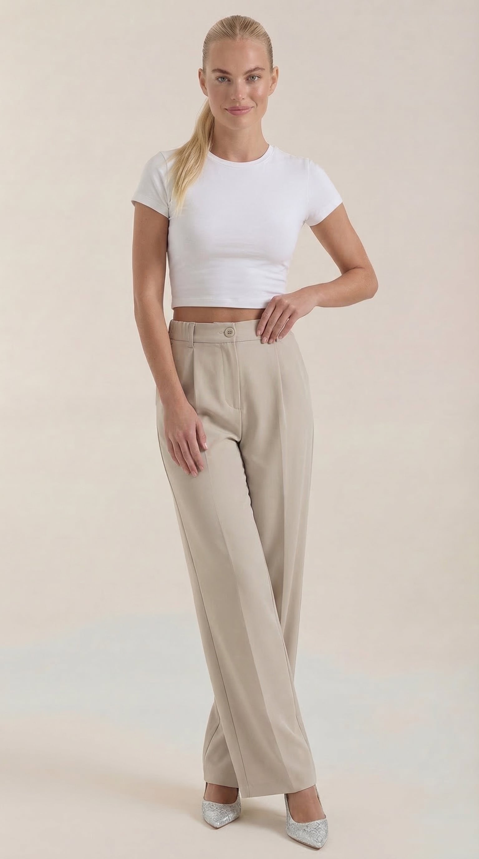 Damen Stoffhose weites Bein | Hoher Bund View 16