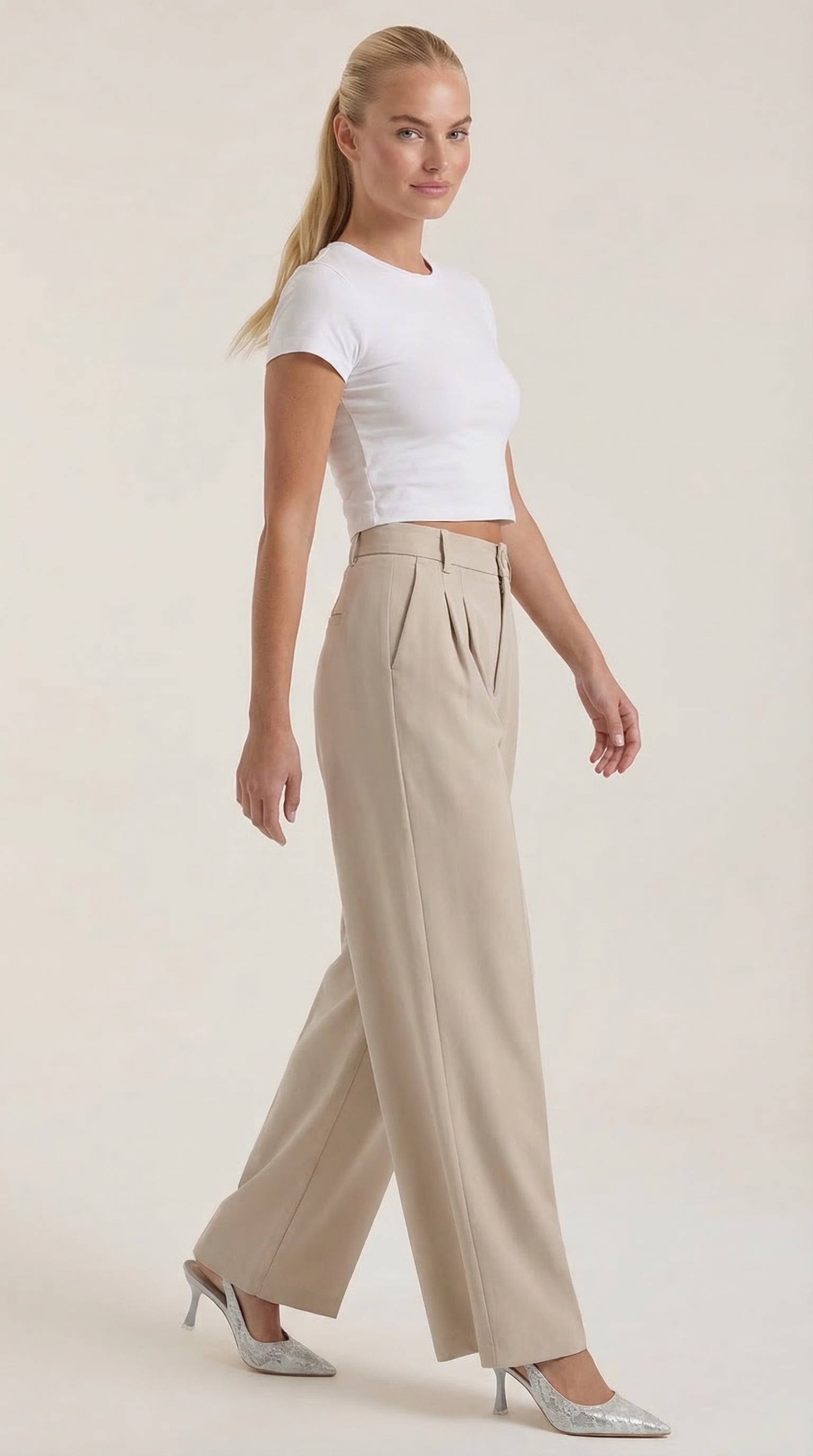Damen Stoffhose weites Bein | Hoher Bund View 17