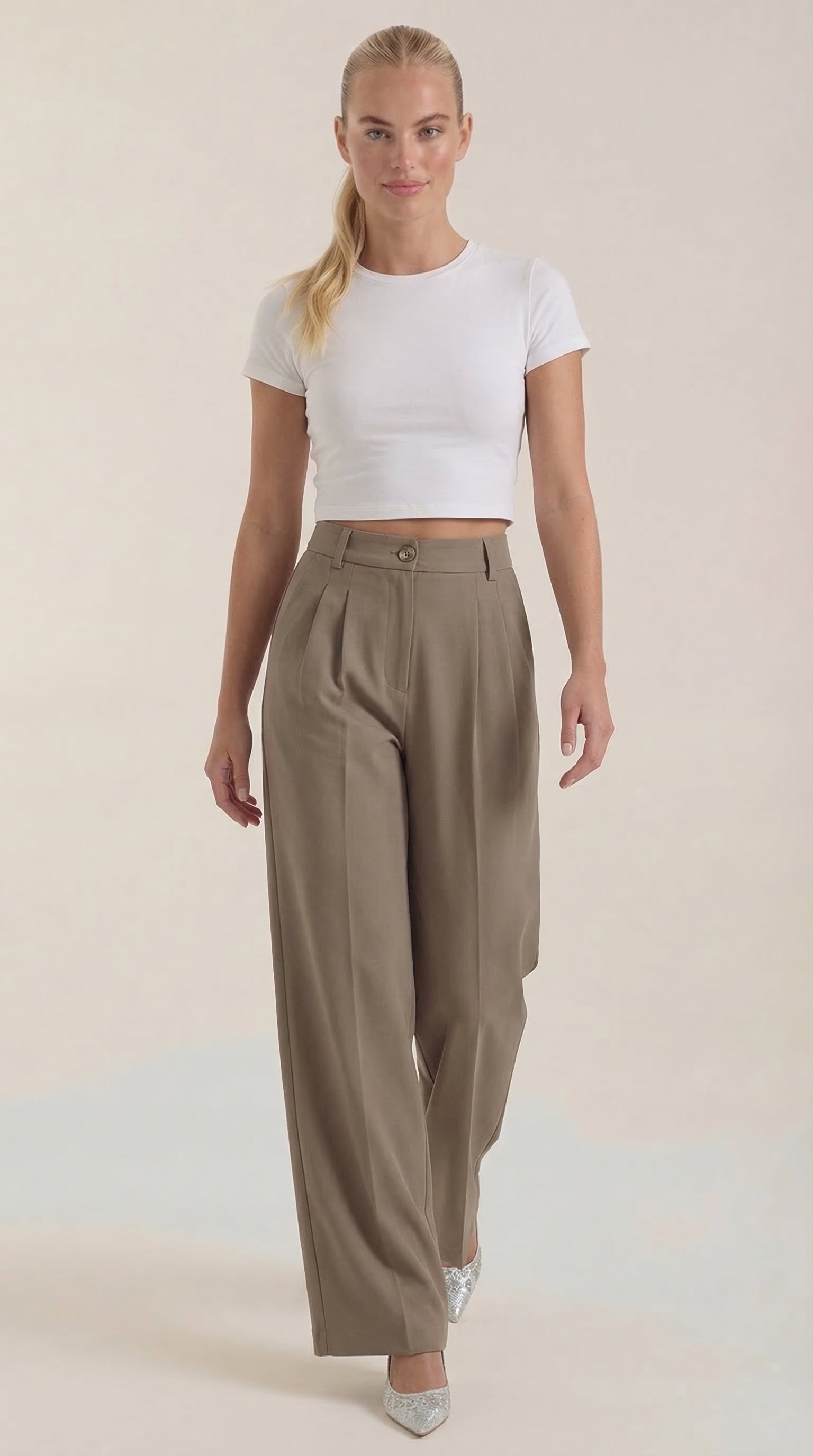 Damen Stoffhose weites Bein | Hoher Bund View 21