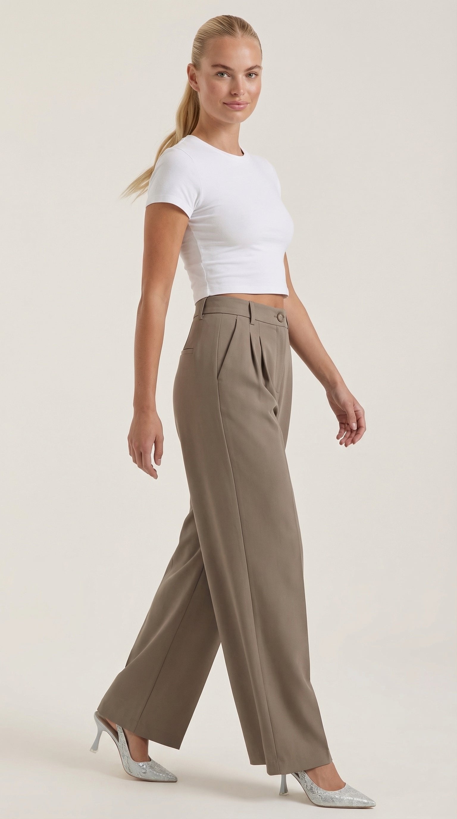 Damen Stoffhose weites Bein | Hoher Bund View 22