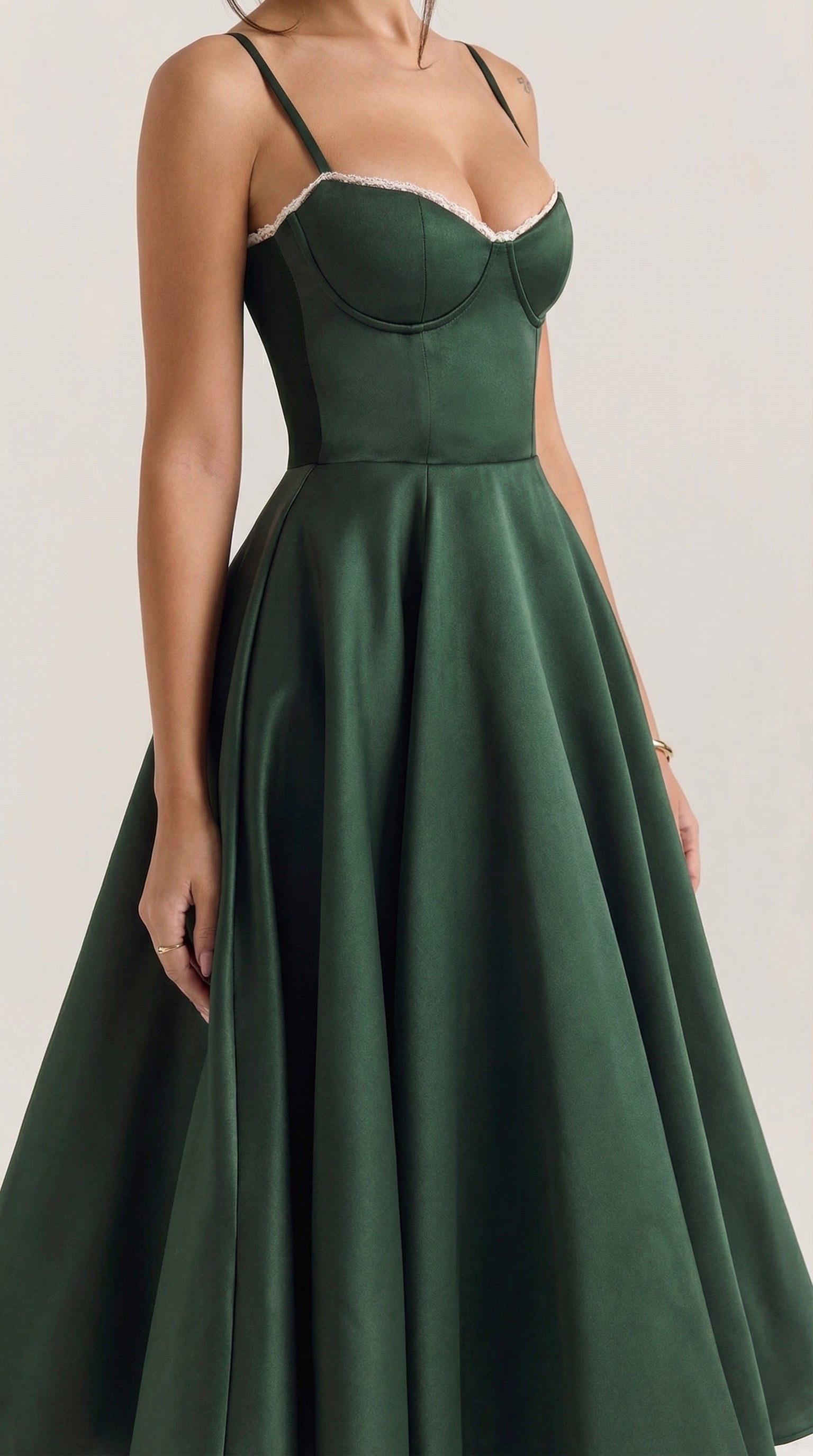 Damen Tüll Midikleid Korsett | Ausgestellt Angle