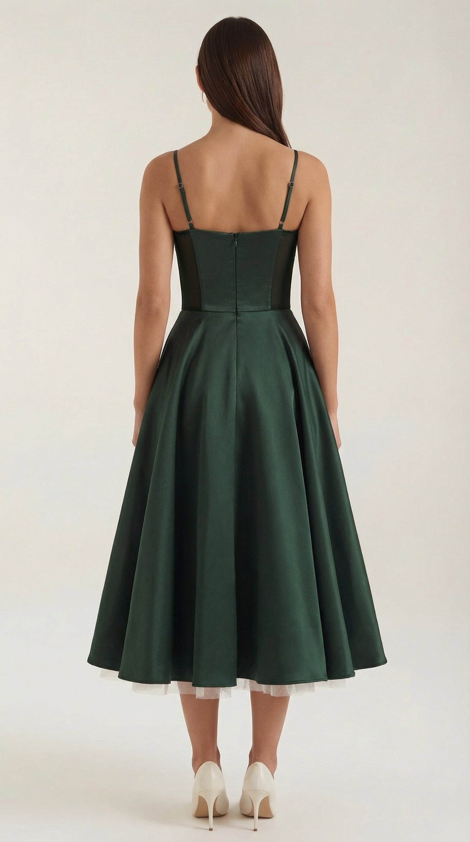 Damen Tüll Midikleid Korsett | Ausgestellt Full